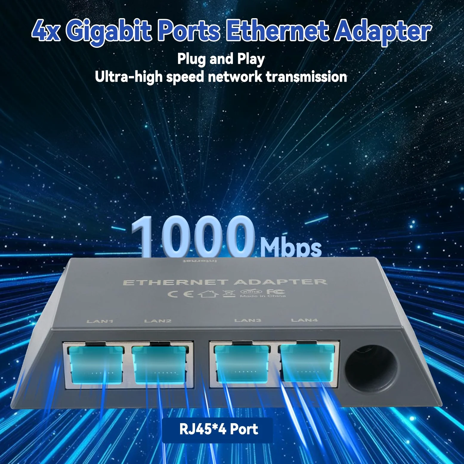 Adaptateur Ethernet 4 ports Starlink Gen 3/Mini, adaptateur RJ45 réseau externe, multi-ports 1 à 4 appareils, jusqu'à 1 Gbps