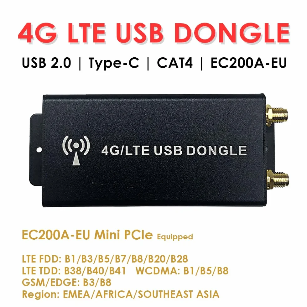 EXVIST Dongle 4G LTE EC200A-EU Mini PCIe LTE Cat 4 Double antennes externes Fente SIM Adaptateur Mini PCIe Type-C