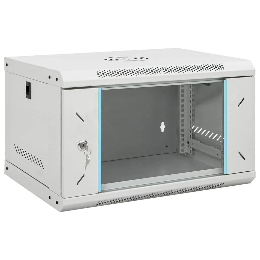 Homgoday 6U Armoire réseau murale IP20 53 x 40 x 30 cm, armoire de données, équipement de réseau de données mural avec serrure de porte d'entrée type 2