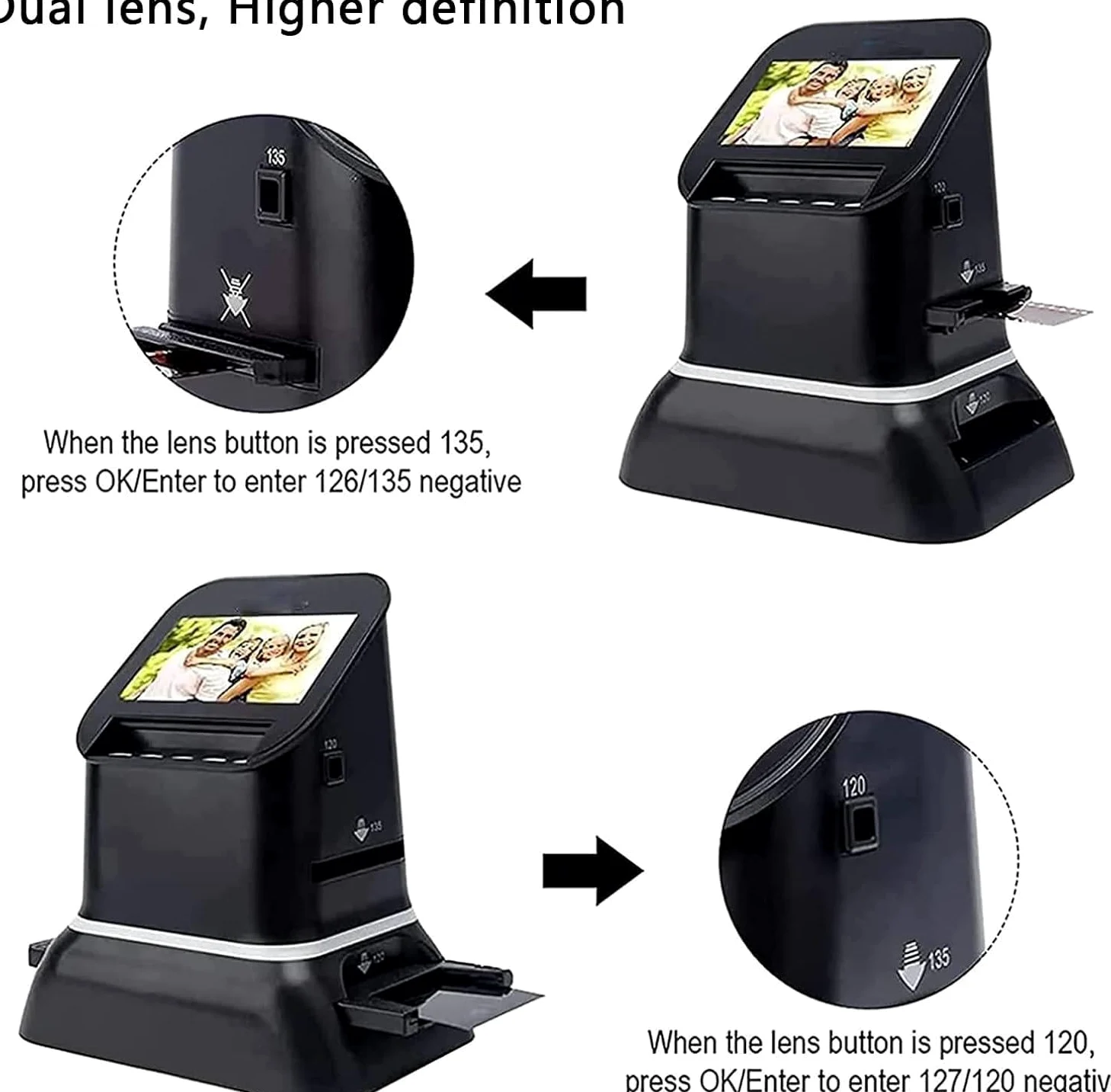 Scanner de films et diapositives numériques, 120, 126, 127, 135, visionneuse de diapositives haute résolution 22 MP, conversion de films et diapositives 35 mm en JPEG numérique, aucun ordinateur