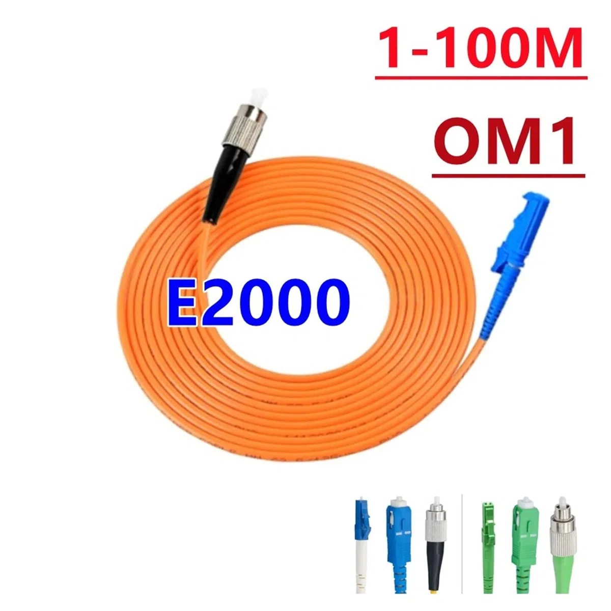 E2000A-SC OM1 Lot de 5 câbles de raccordement fibre optique haute performance 1 à 100 m 12 m E2000A-SC OM1