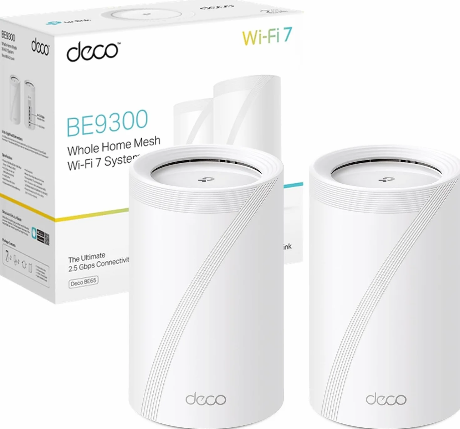 TP-Link Deco BE65 Routeur WiFi 7 Mesh BE9300 Tri-Bande, 2,5G Ethernet, 380㎡, 2-Pack