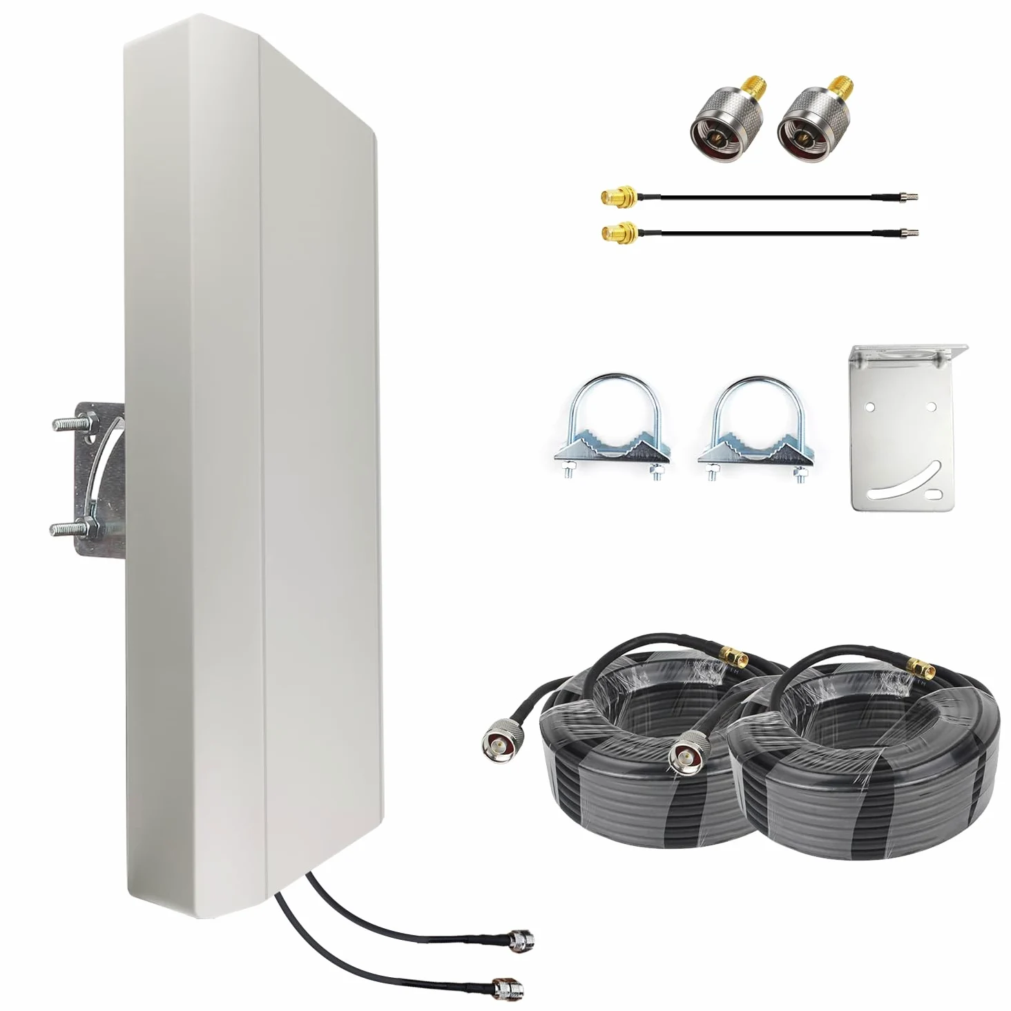 Kit d'antenne 5G NR 4G LTE 2 x 2 MIMO directionnel pour T-Mobile Home Internet, Verizon, AT&T double câble avec connecteur SMA adaptateurs TS9 N type mâle