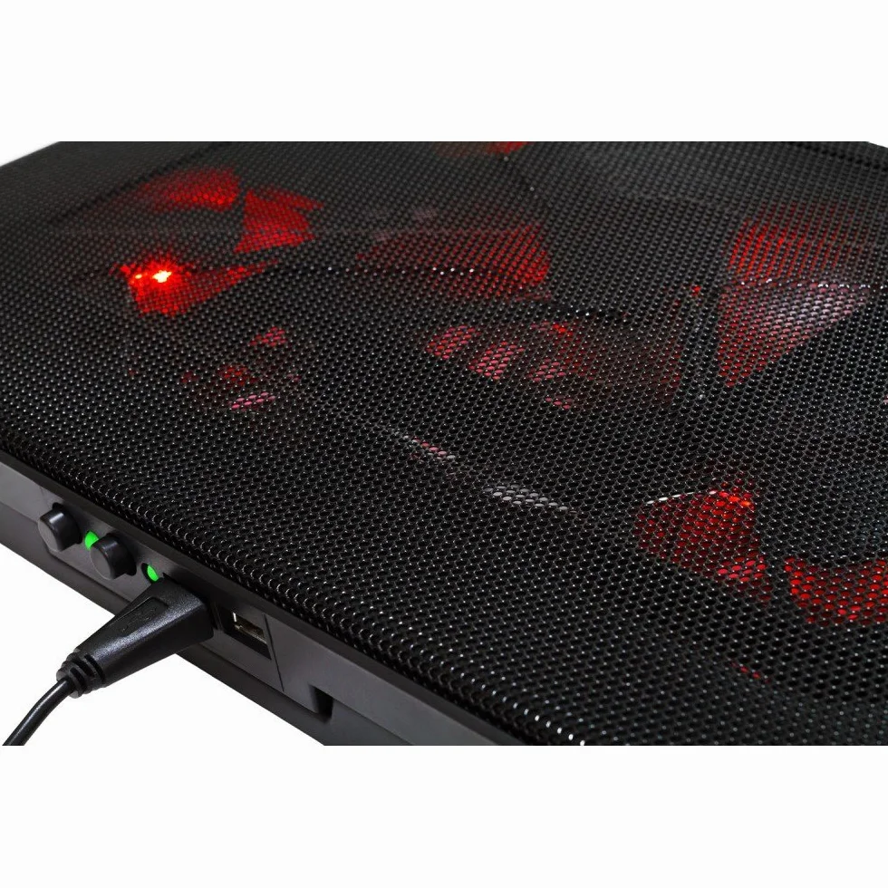 Mars Gaming MNBC2 Base de Refroidissement pour Ordinateur Portable 17.35'' 5 Ventilateurs LED Rouge