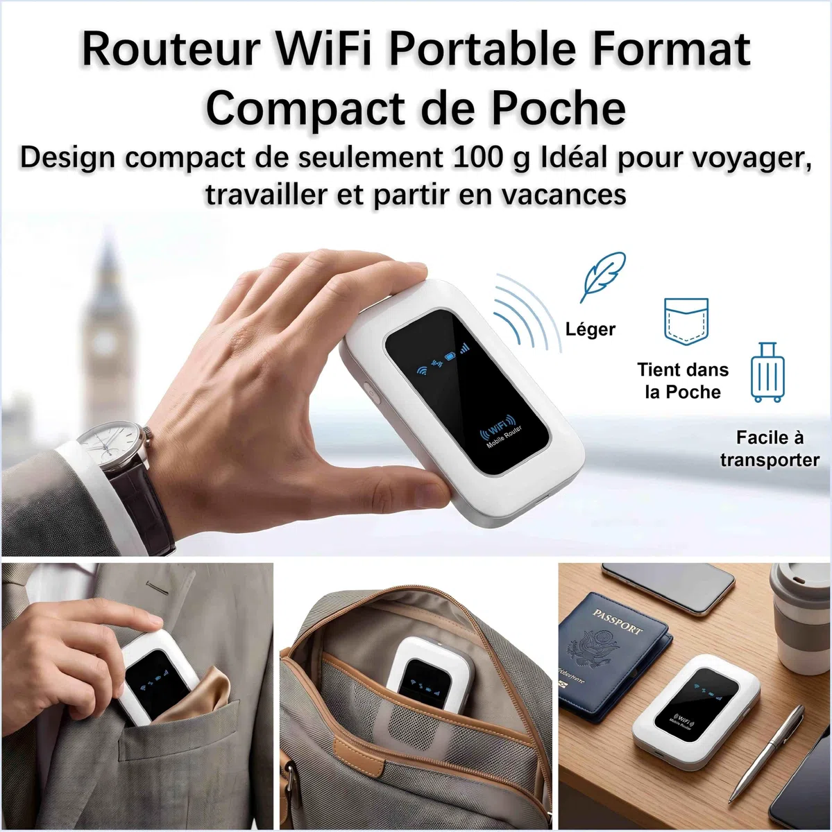 Routeur WiFi 5G Portable, Routeur Mobile WiFi 6, Pocket WiFi, Slot SIM