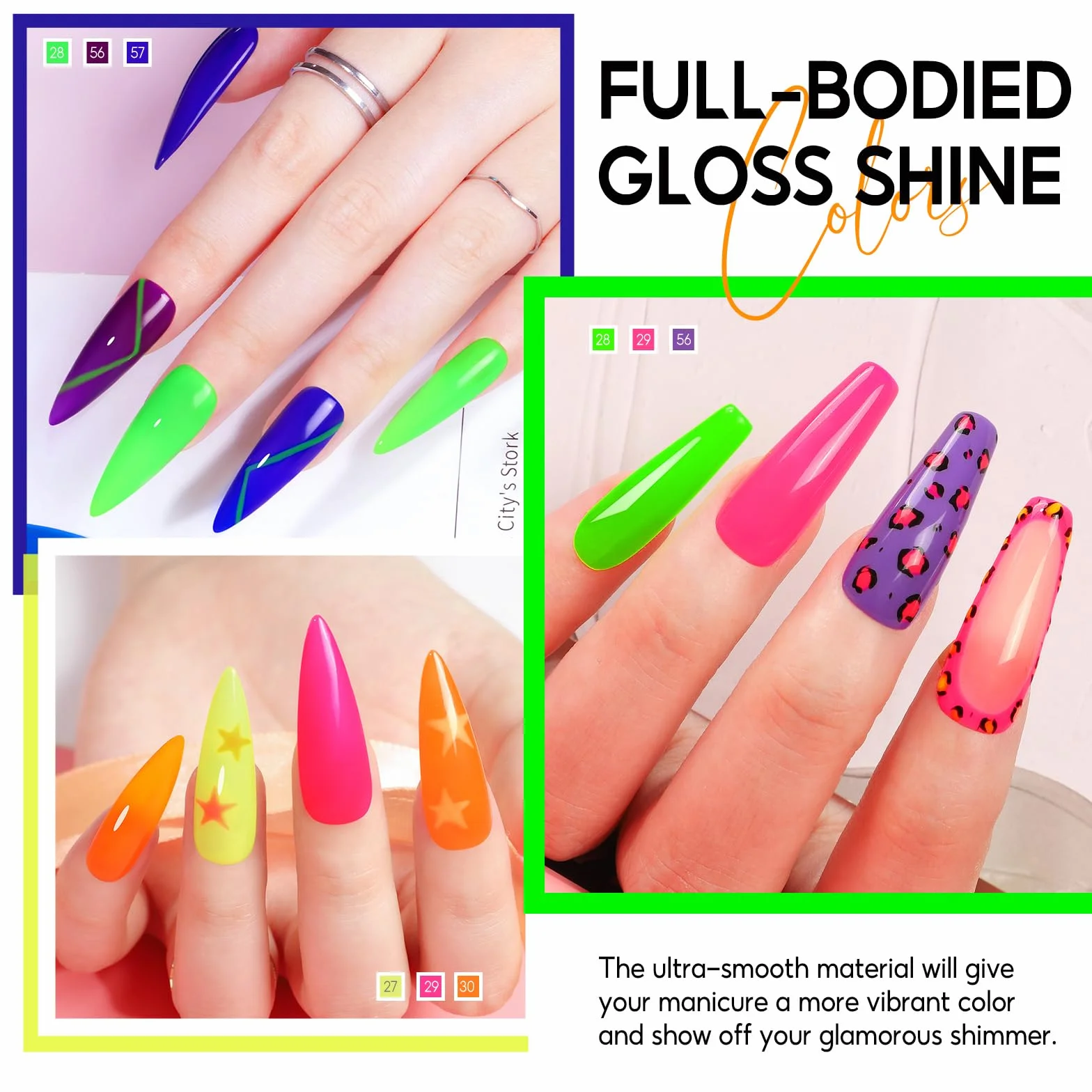 PEACECOLOR Vernis Semi Permanent Néon 10ML 6 Couleurs Rose Orange Jaune Vert Bleu Pourpre Gel UV Soak Off Nail Art Manucure