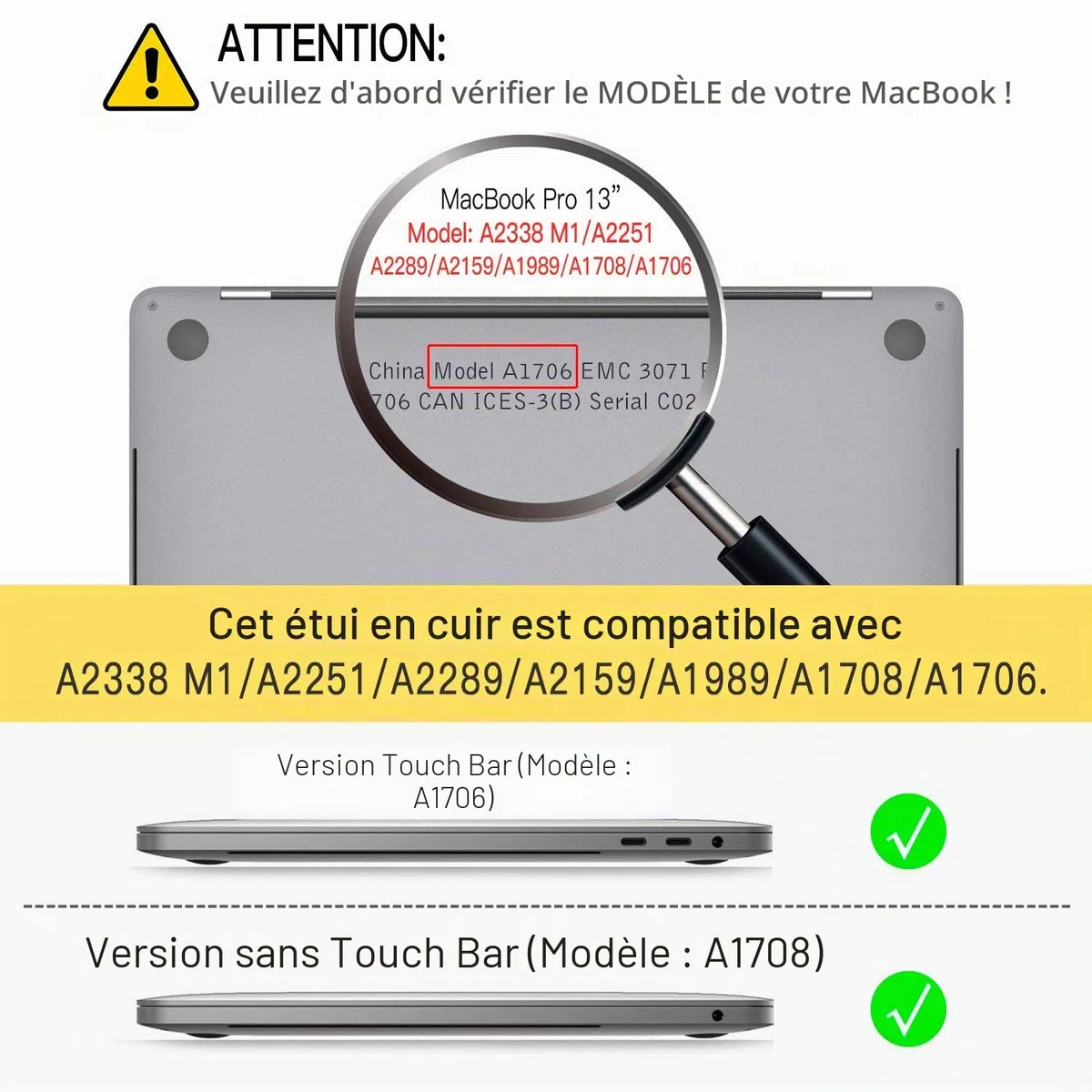 ICARER Coque Étui en Cuir pour MacBook Pro 13 2022-2016 M2 M1, Noir