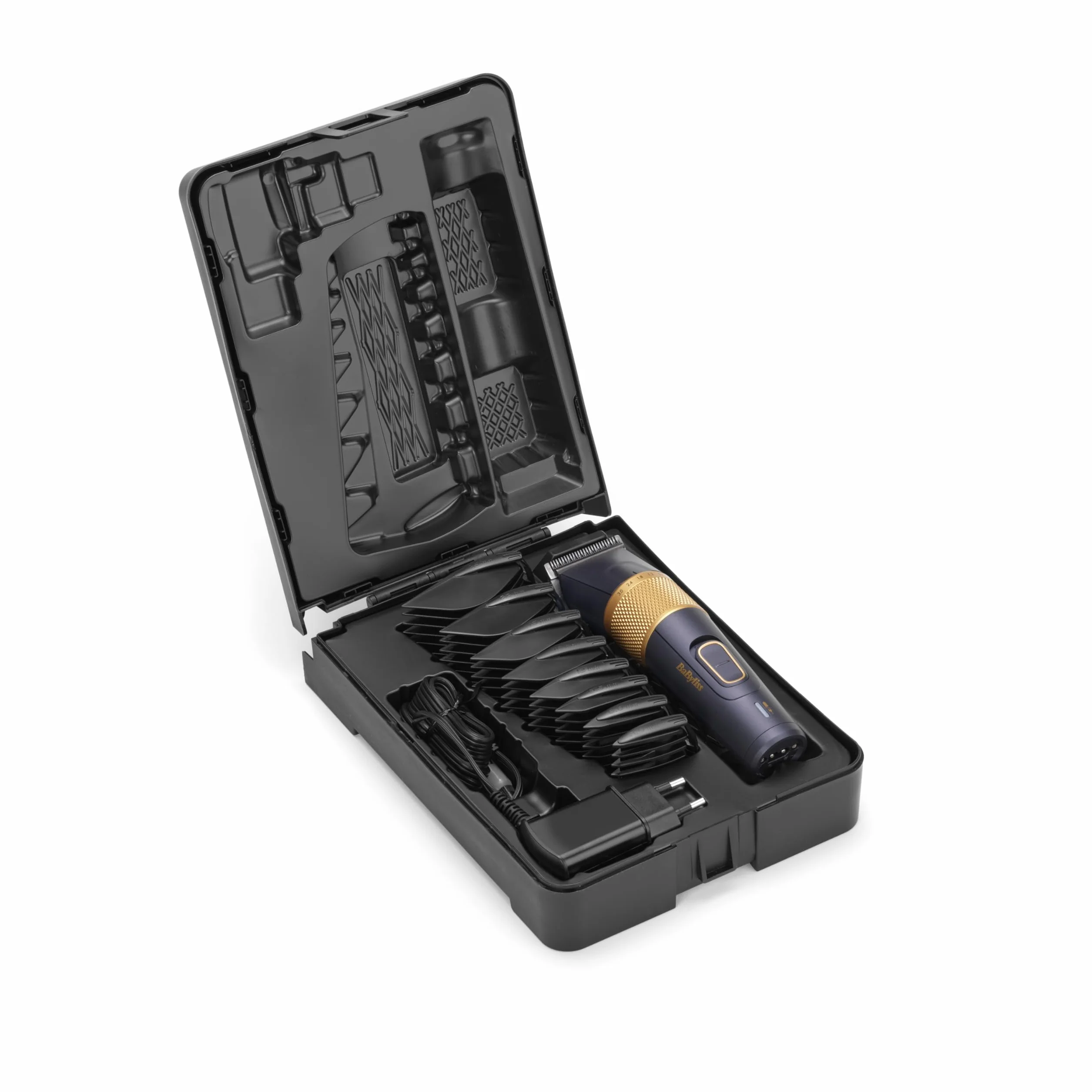 BaByliss Tondeuse à cheveux Lithium Performance E986E, sans fil, 45 réglages de longueur 0,6-28 mm, Bleu foncé/or