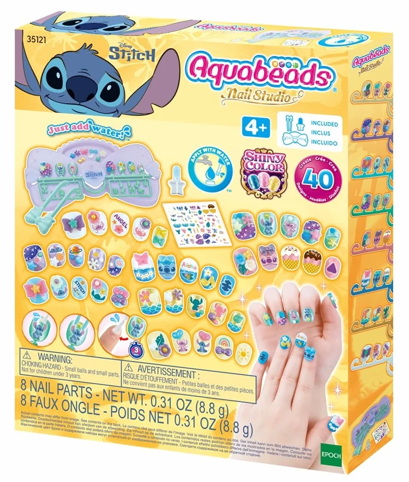 Aquabeads Nail Studio Kit de manucure Stitch pour Enfants 4 Ans et +