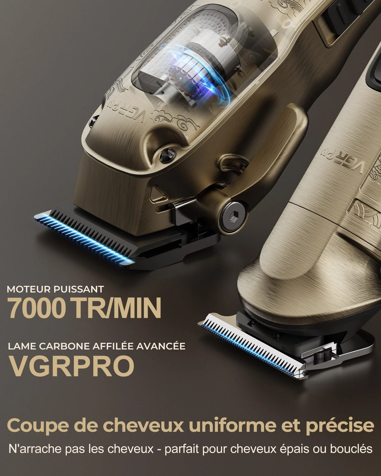 Tondeuse Cheveux Hommes Professionnelle Sans Fil VGRPRO Kit avec T-lames Trimmer Homme Électrique