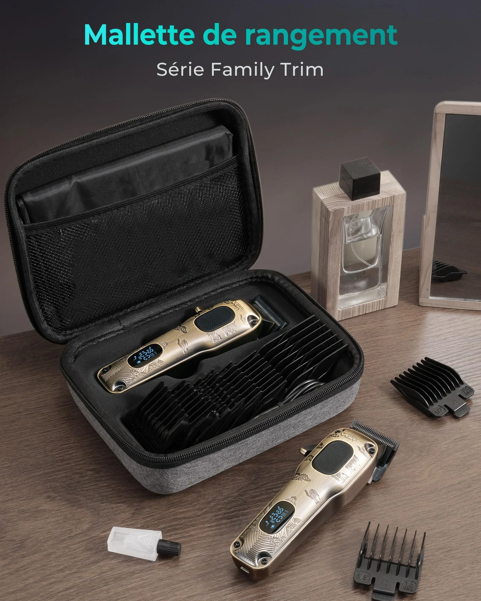 VGRPRO Professionnel Tondeuse Cheveux Homme sans Fil avec Écran LED, Kit de Coupe Électrique pour Maison & Coiffeur