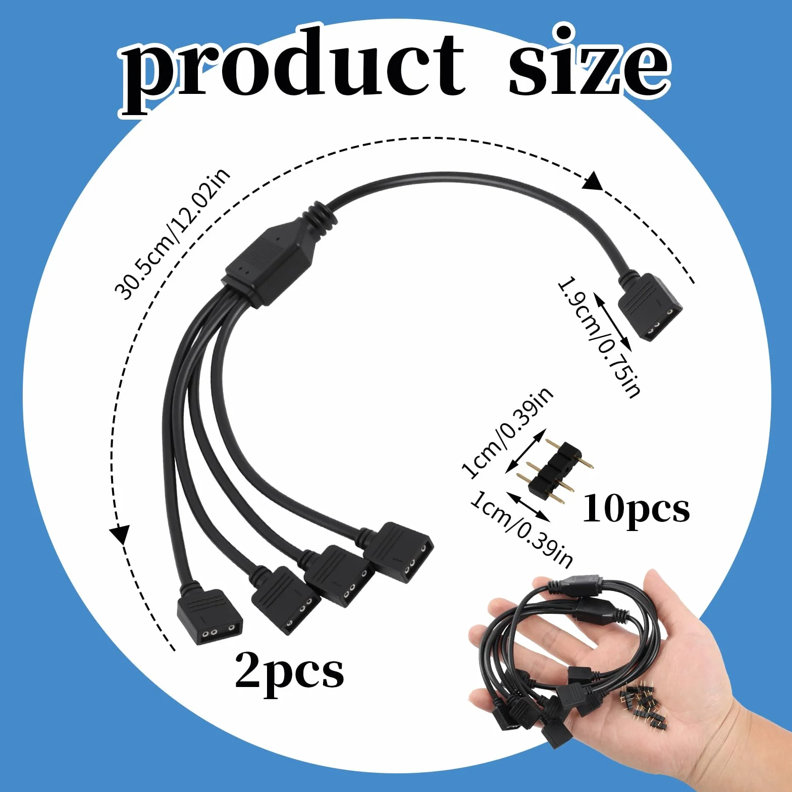 Hub ARGB 5V 3 Pin 1 vers 4 30 cm Câble Répartiteur Compatible ASUS MSI Gigabyte