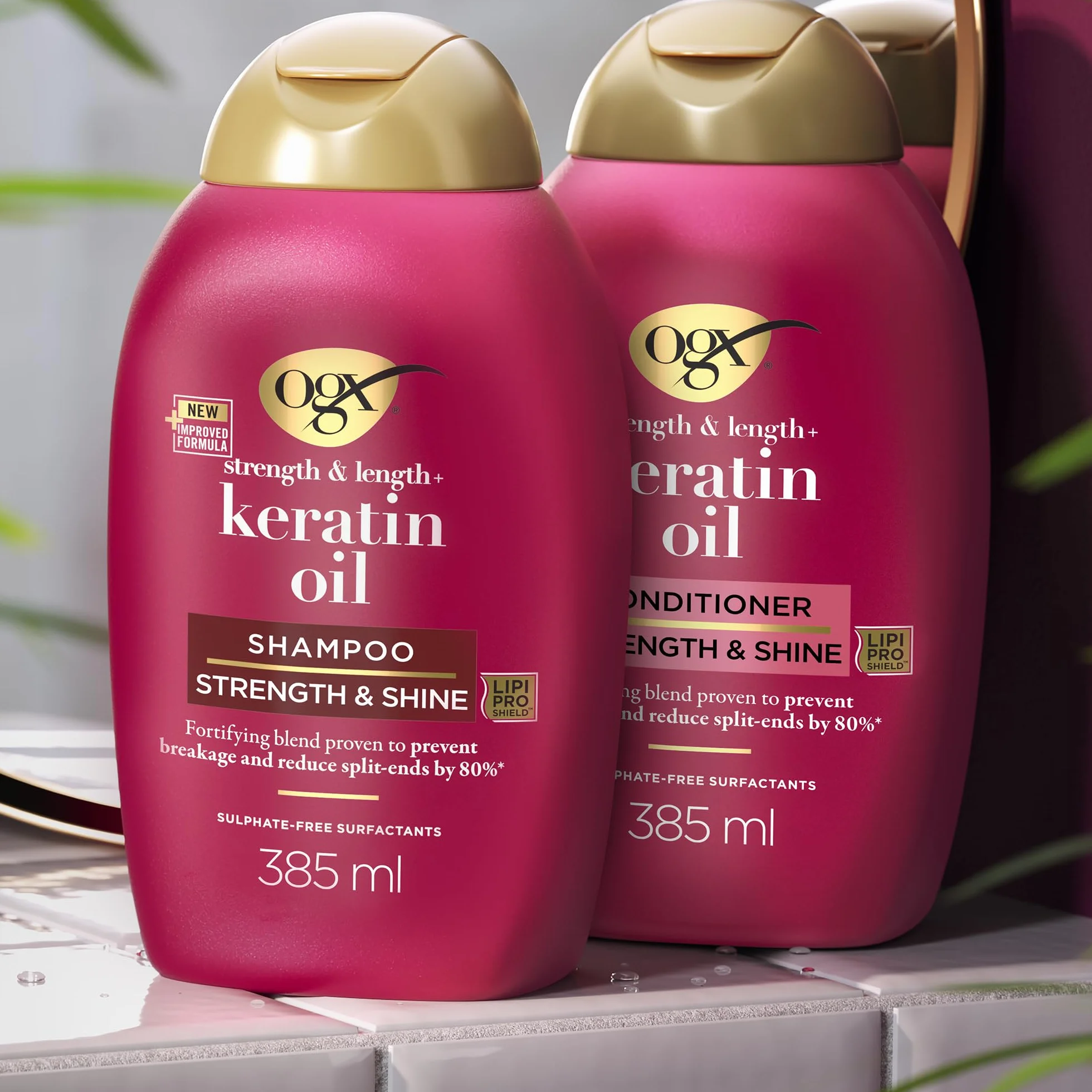 OGX Après-Shampooing Keratin Oil 385 ml Soin fortifiant cheveux cassants