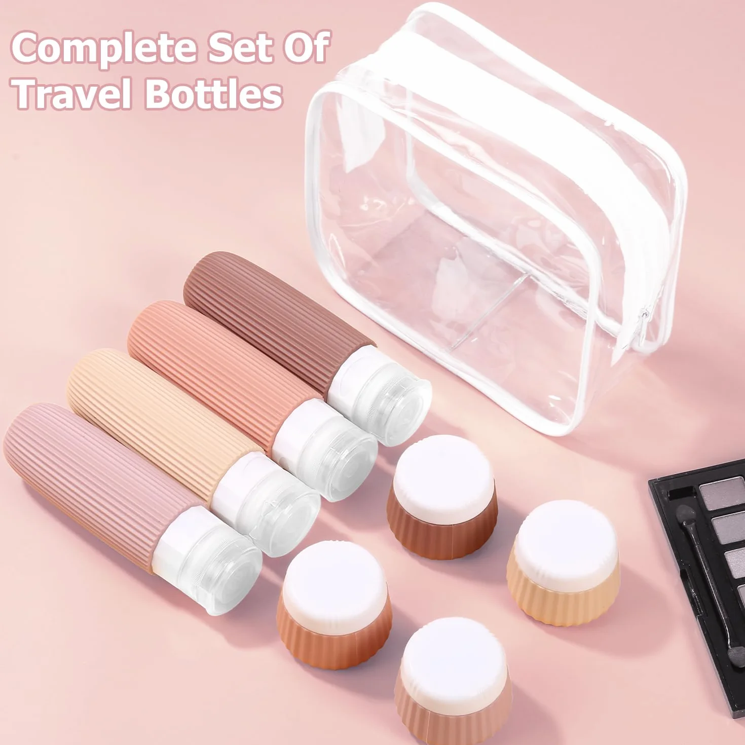 Kit Flacon Voyage Réutilisable 30/90ml Silicone Étanche Trousse de Toilette Avion