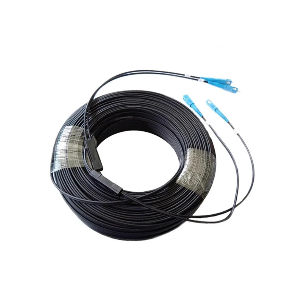 Câble de raccordement à fibre optique pour extérieur, 50 m, 80 m, 100 m, duplex FTTH, 2 noyaux, pont de câble de connexion à fibre optique avec connecteur LC SC UPC (LC-LC 50 mètres)