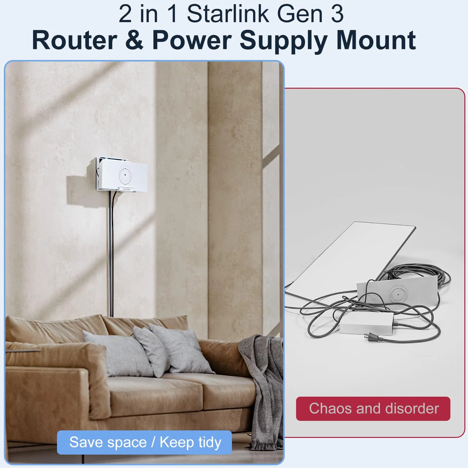 Starlink Gen 3 Routeur Mount 2 en 1 Support mural et de bureau avec kit de montage