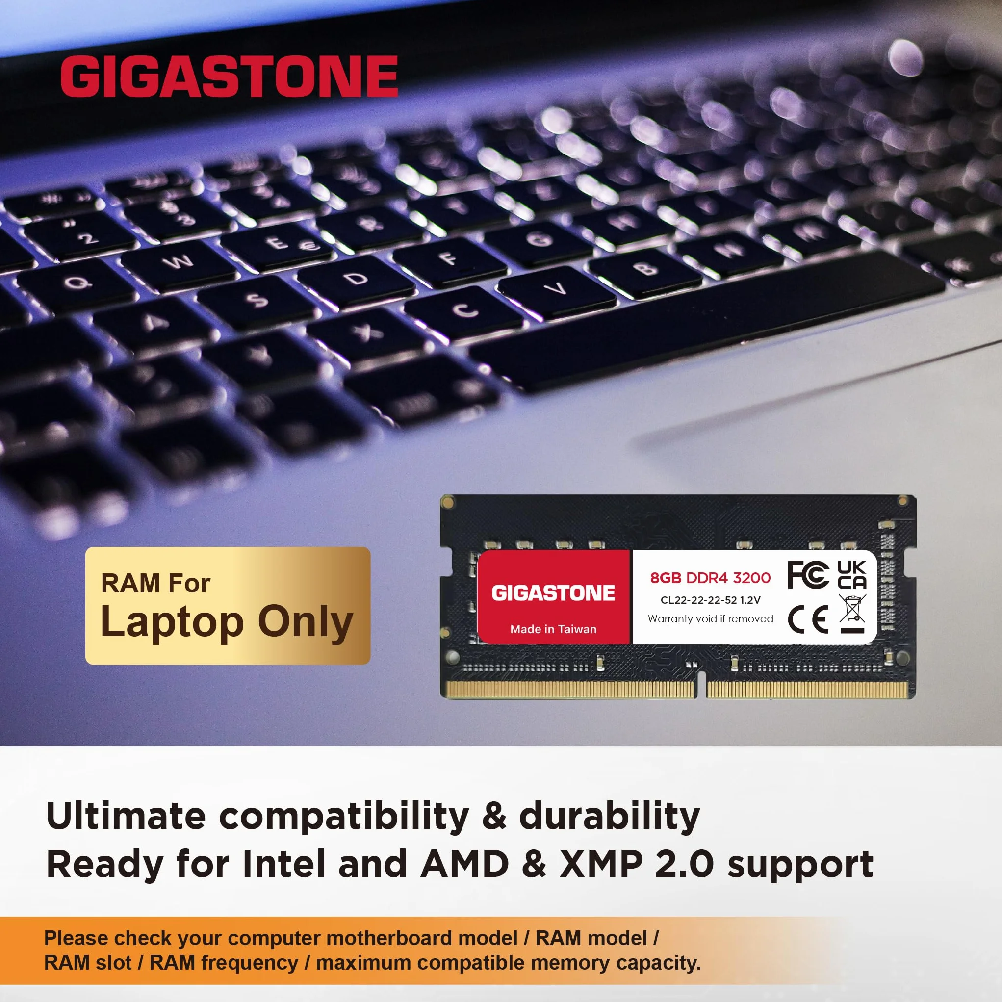 GIGASTONE 16Go Kit(2x8Go) DDR4 3200MHz SODIMM 260pin Mémoire pour Portable