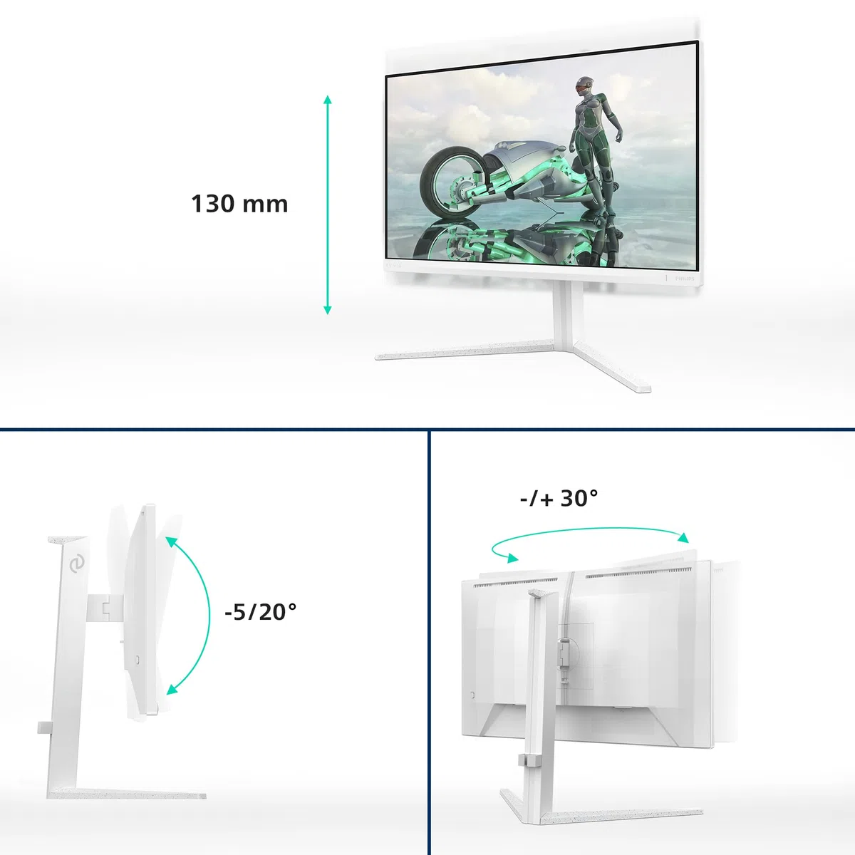 PHILIPS Evnia 27M2N3201A - Moniteur de Jeu Full HD 27 Pouces, 180 Hz, 0,5 ms, FreeSync Prem., G-Sync Comp., HDR10 (1920x1080, 2X HDMI, DisplayPort) Blanc