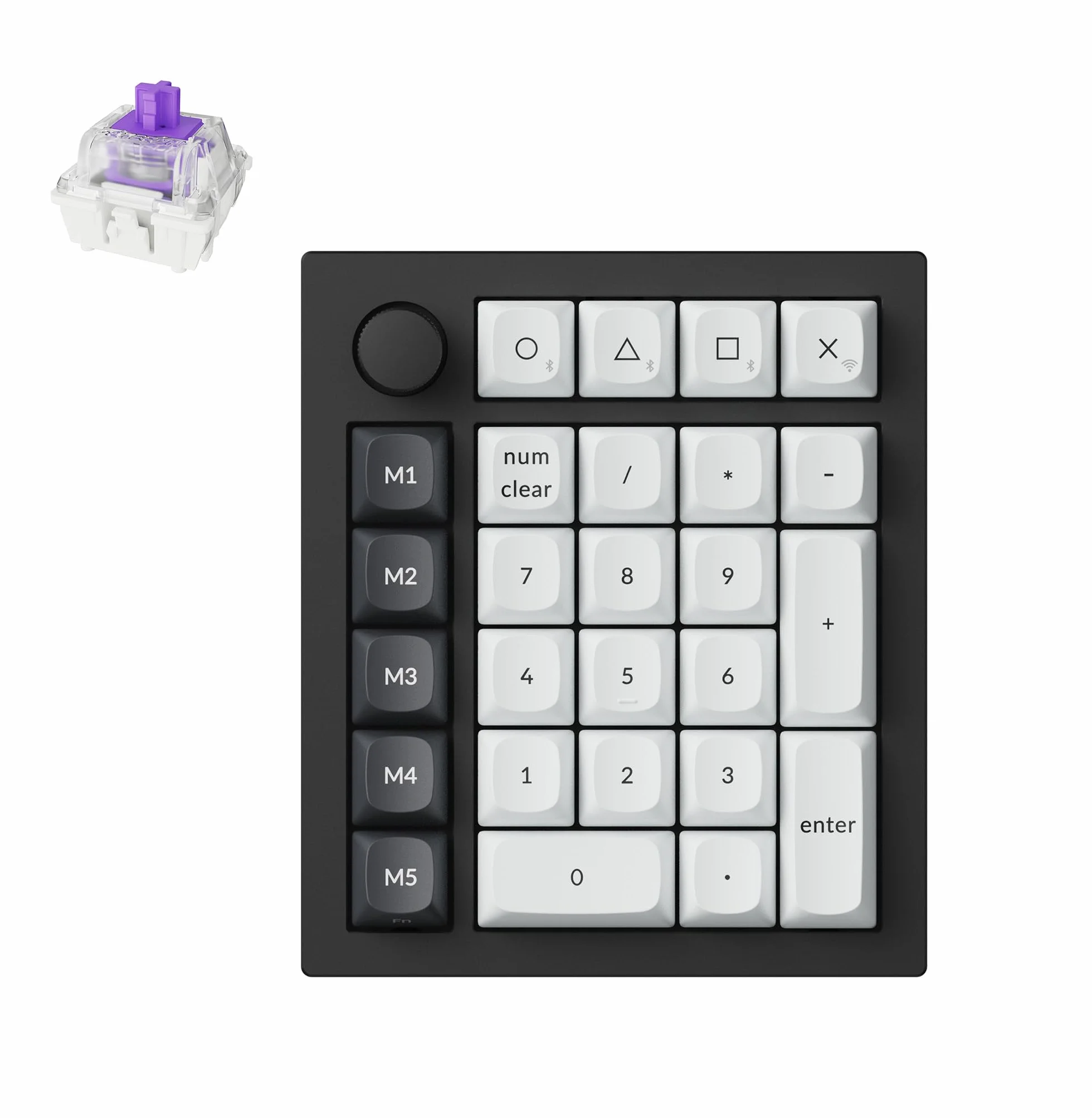 Keychron Q0 HE Pavé Numérique Magnétique sans Fil, en Aluminium Usiné CNC, 2,4 GHz/Bluetooth 5.1, Activation Rapide, RGB, Mini QMK Clavier Numpad Compact 27 Touches, pour Mac, Windows et Linux – Noir