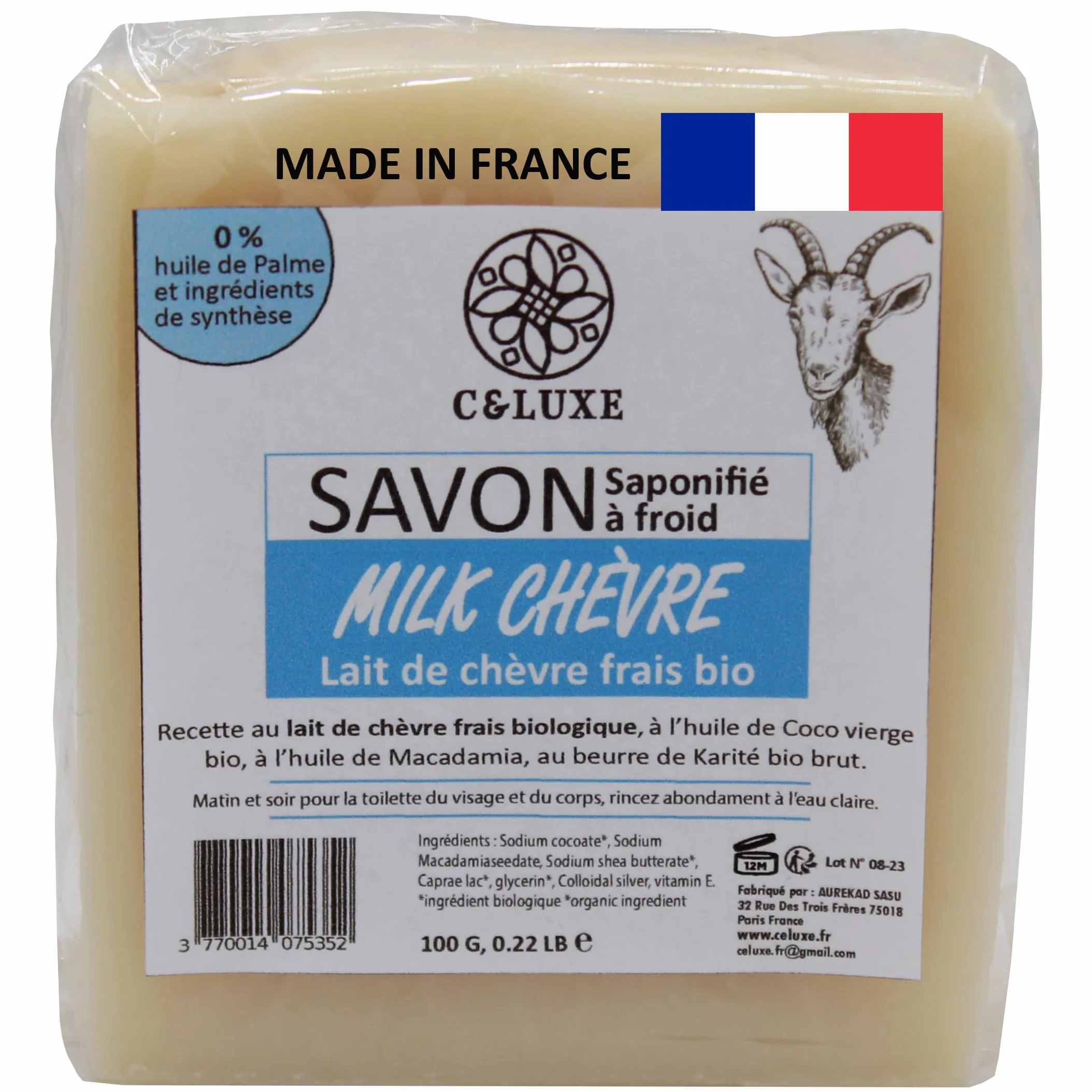 Savon au Lait de Chèvre Frais Bio - Saponification à Froid, pour Eczéma, Psoriasis, Acné - Hydratant et Apaisant, Peau Douce