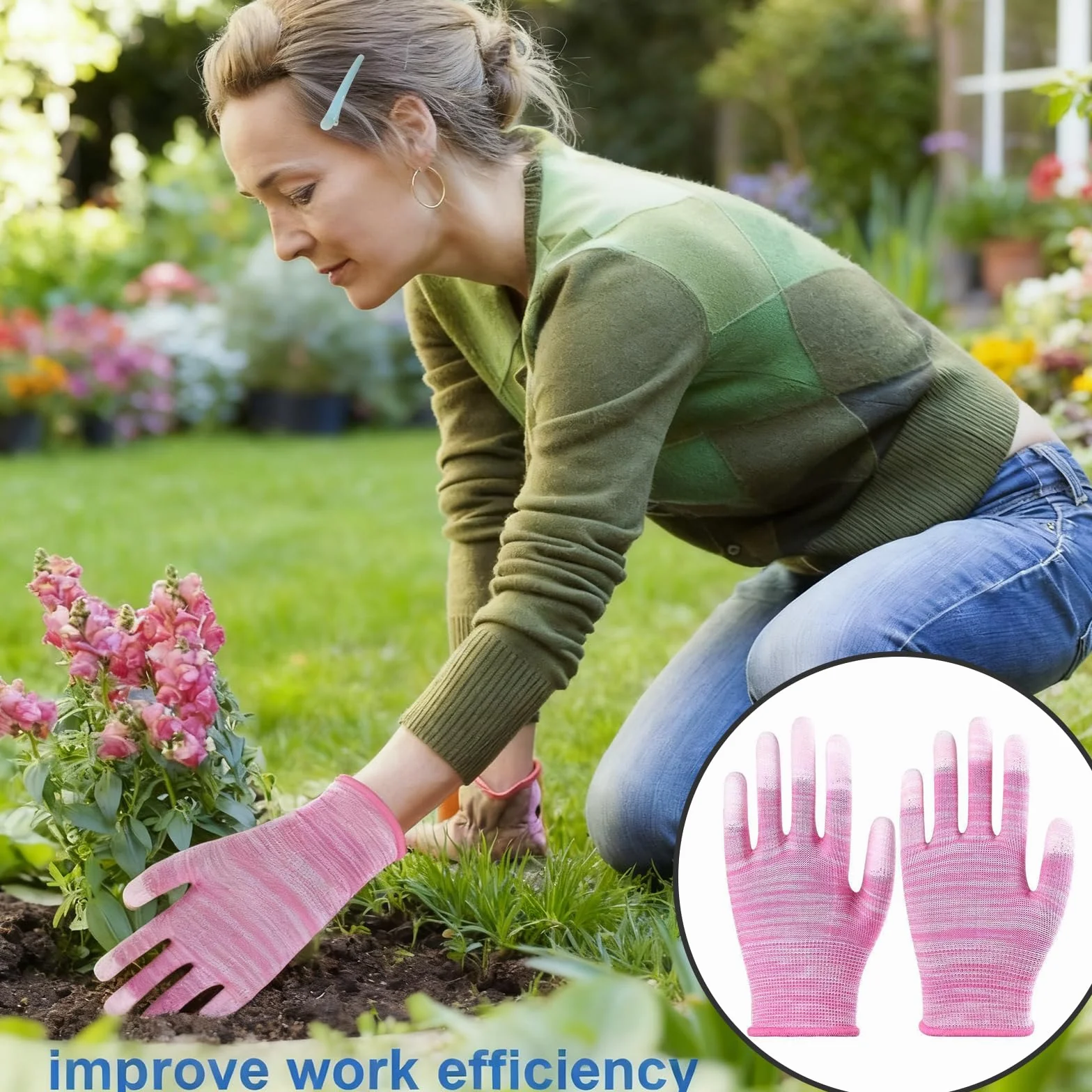 Gants Thermiques Résistants à la Chaleur avec Doigts en Silicone, Protection Coiffure Anti-Chaleur Fer à Boucler Lisseur Bigoudis 4 Barrettes