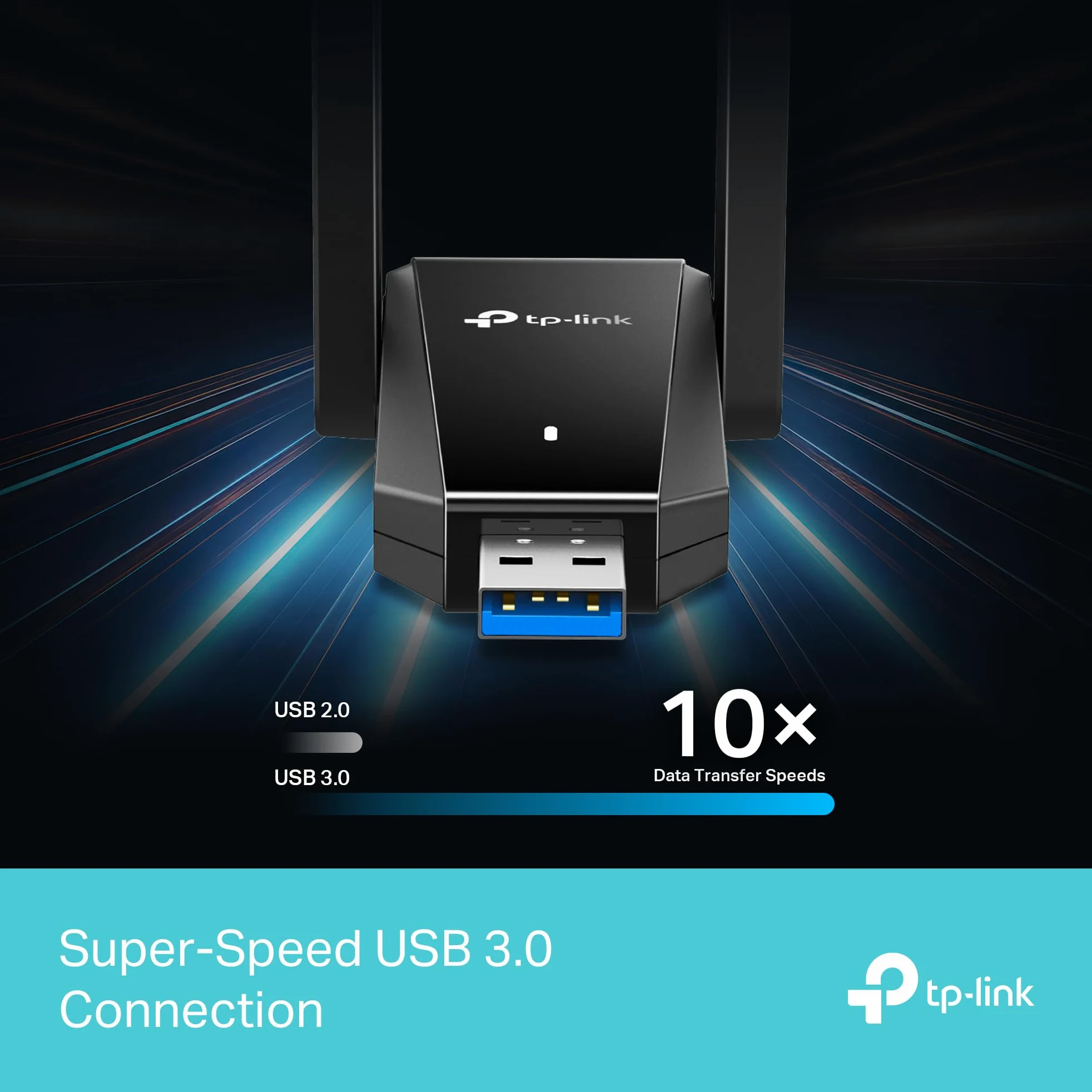 TP-Link - Adaptateur USB 3.0 WiFi pour PC (Archer TX30U Plus)-AX1800 WiFi 6 Adaptateur réseau sans Fil Plug and Play Double Bande avec 2,4 GHz, 5 GHz, 2 antennes à Gain élevé, WPA3