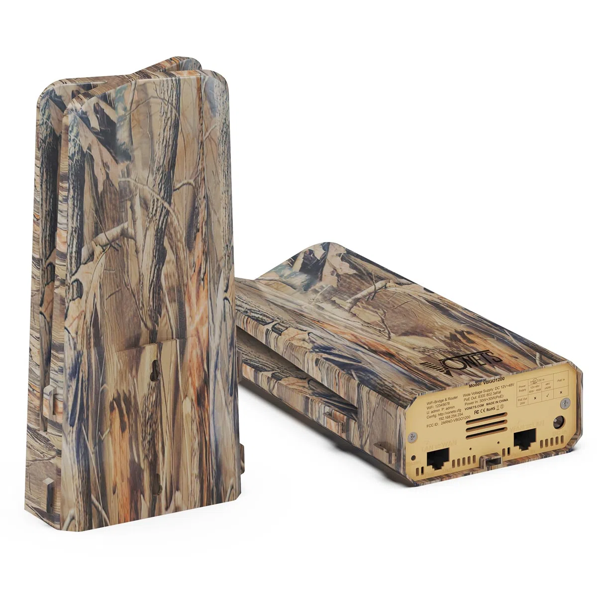 VONETS VBGO1200 Pont WiFi d'extérieur industriel 1200 Mbps double bande longue distance avec Gigabit Ethernet et PoE, boîtier de camouflage pour caméras de surveillance extérieures, réseaux de