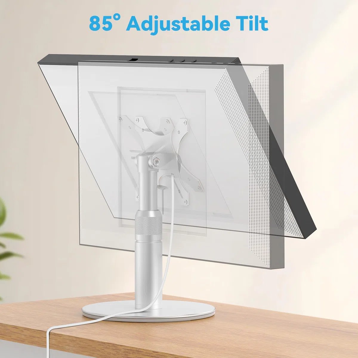 Almoz Support de bureau pour Echo Show 21, Echo Show 15 (toutes générations), s'élève jusqu'à 24,1 cm du bureau, support inclinable et pivotant pour Alexa Echo Show 21, aucun outil nécessaire, tige