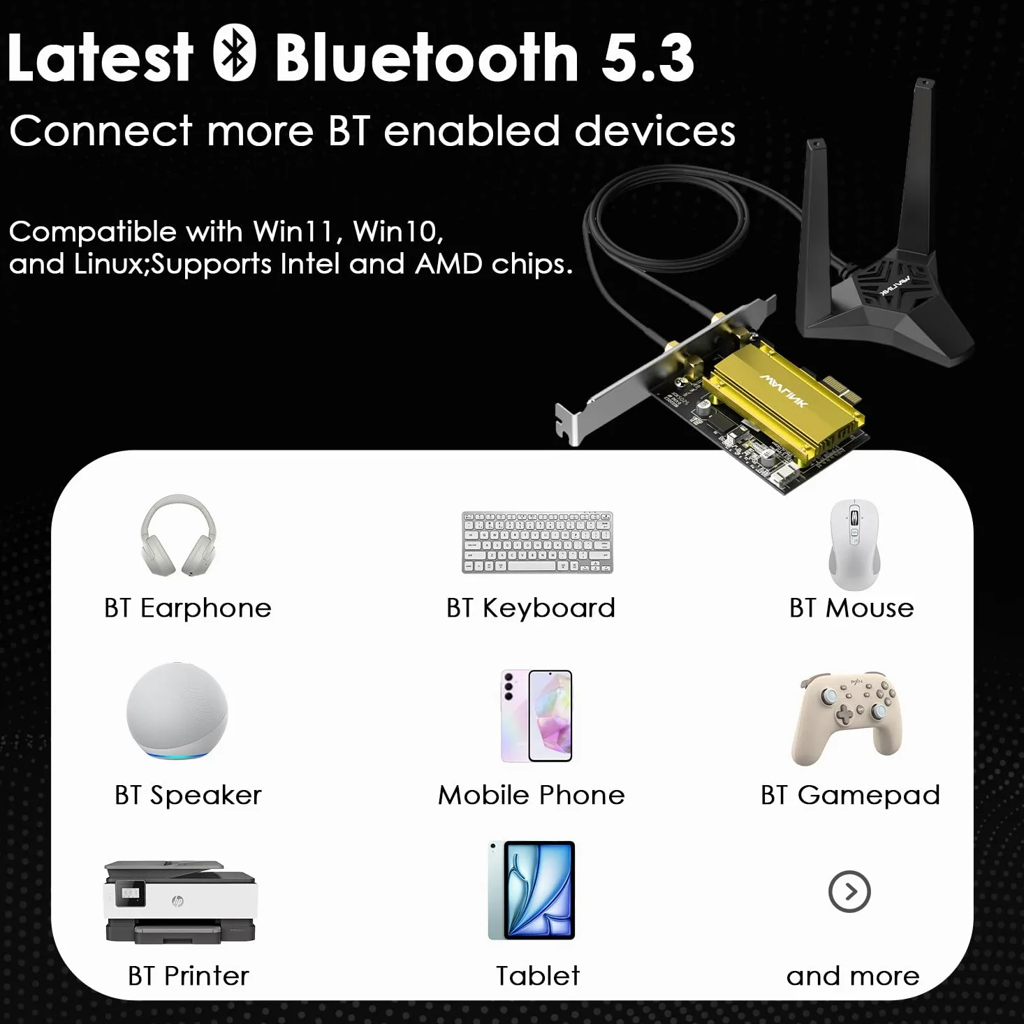 WAVLINK Carte réseau PCIE WiFi 6E AXE5400 avec Bluetooth 5.3