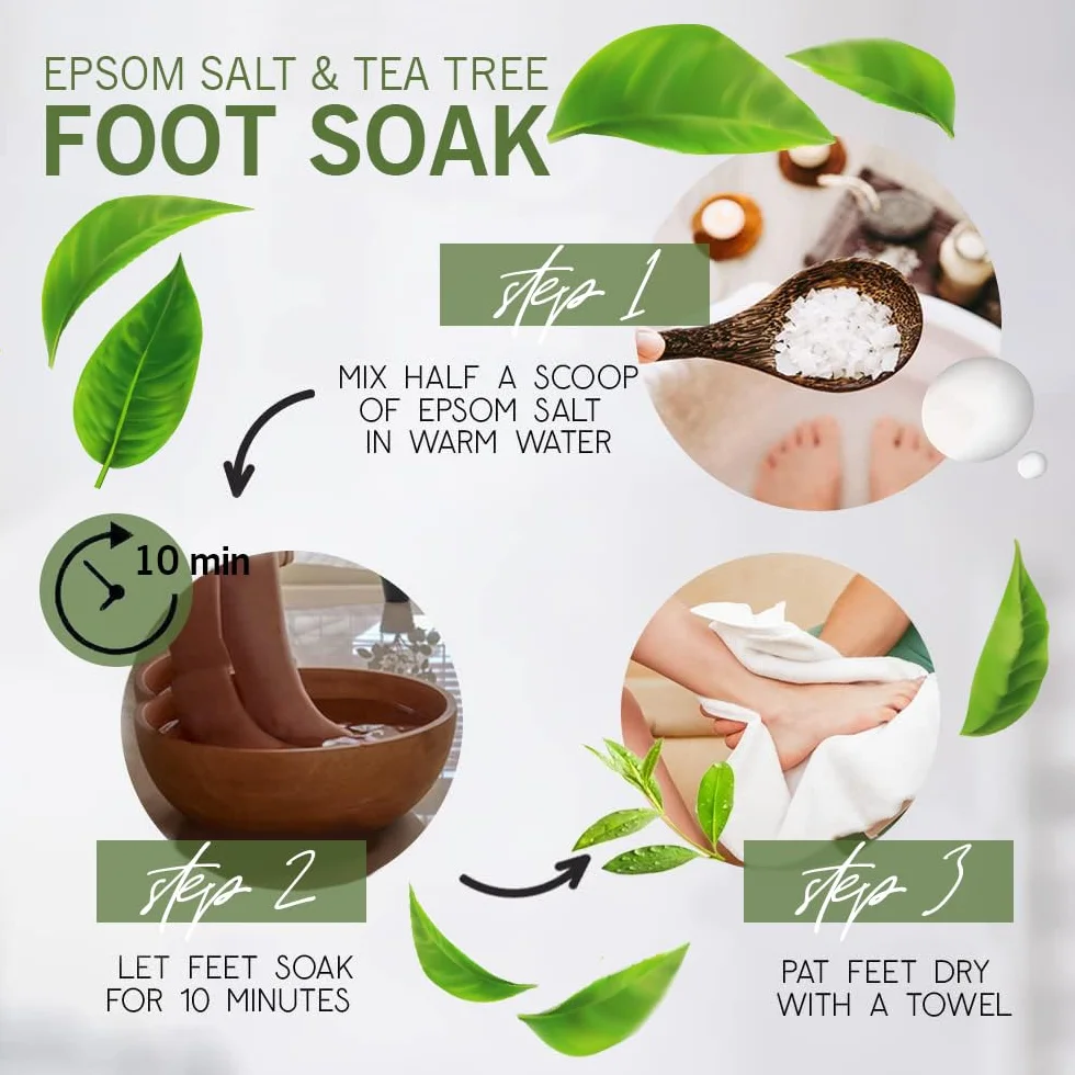 Sel d'Epsom Bain de Pieds 250 g, Réparation Ongles Abîmés, Pédicure, Désodorant Pieds, Callosités