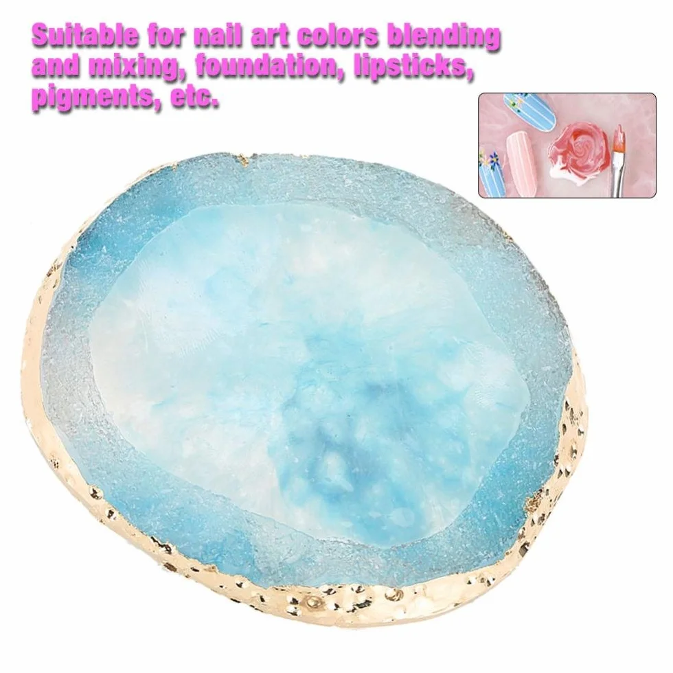 Palette en résine bordure dorée pour mélange vernis à ongles
