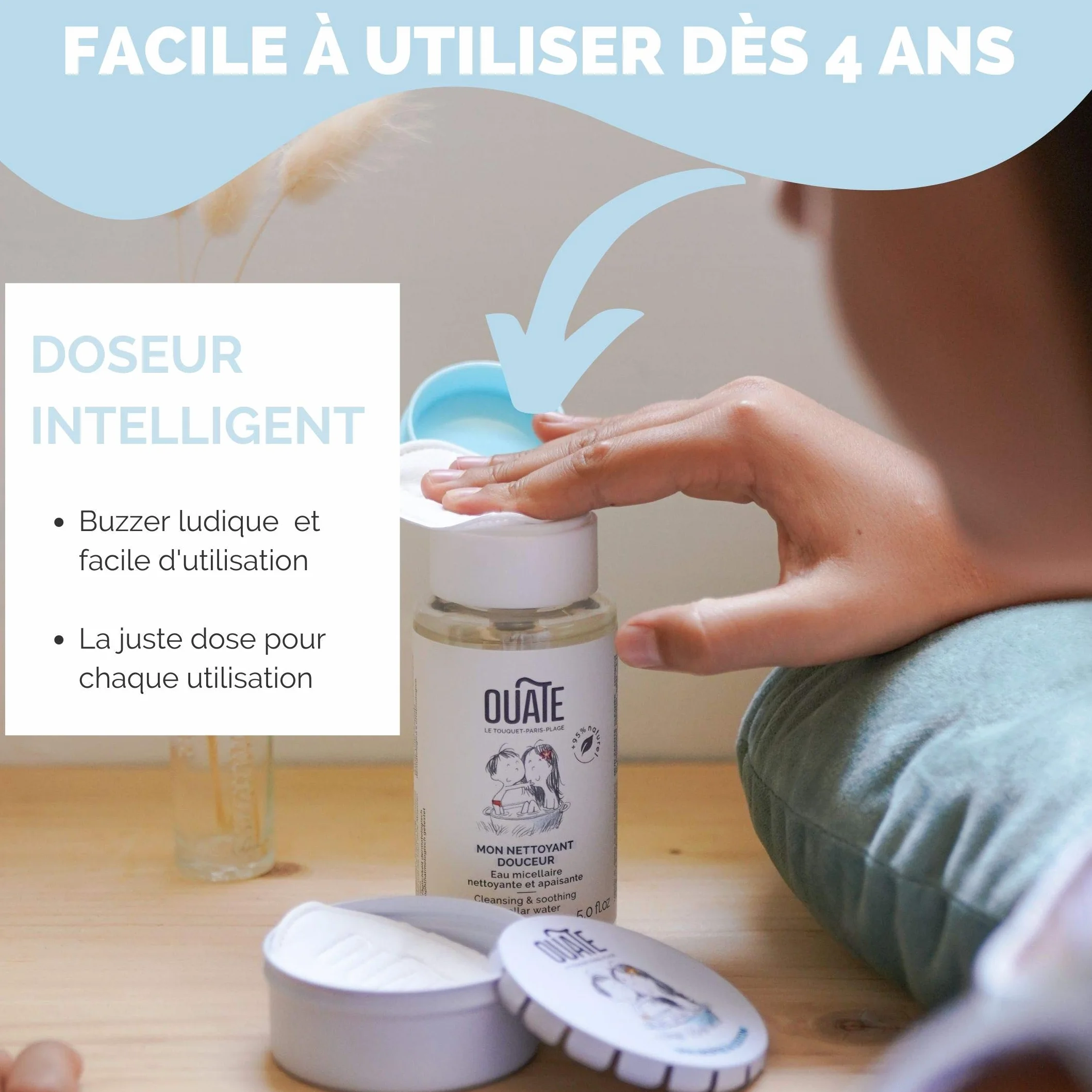OUATE Eau Micellaire Nettoyante Apaisante Enfant Visage 4-11 Ans 150 ml Vegan Made in France