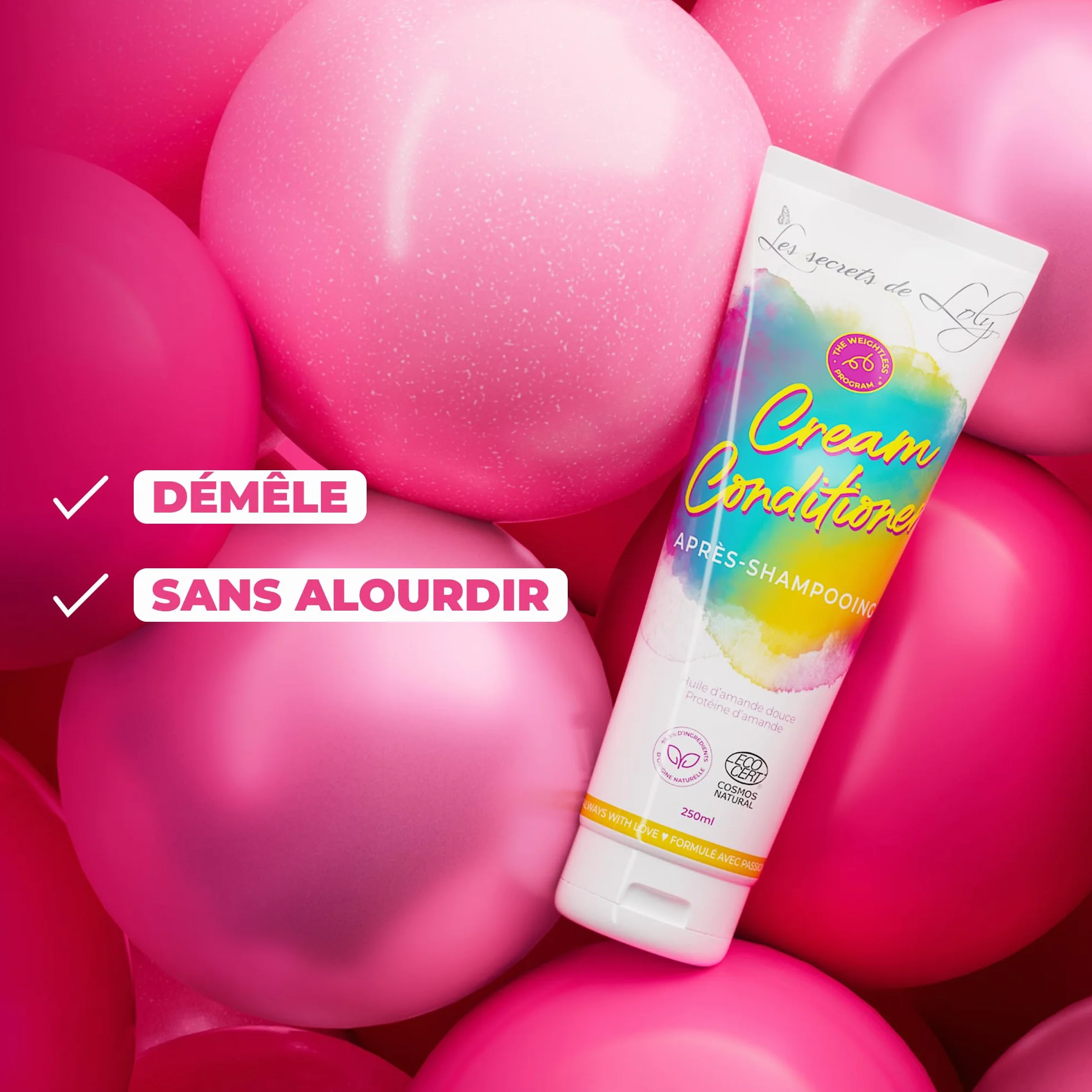 Les Secrets de Loly Après-shampooing démêlant Hydratant & définition Cheveux ondulés bouclés frisés crépus 250 ml