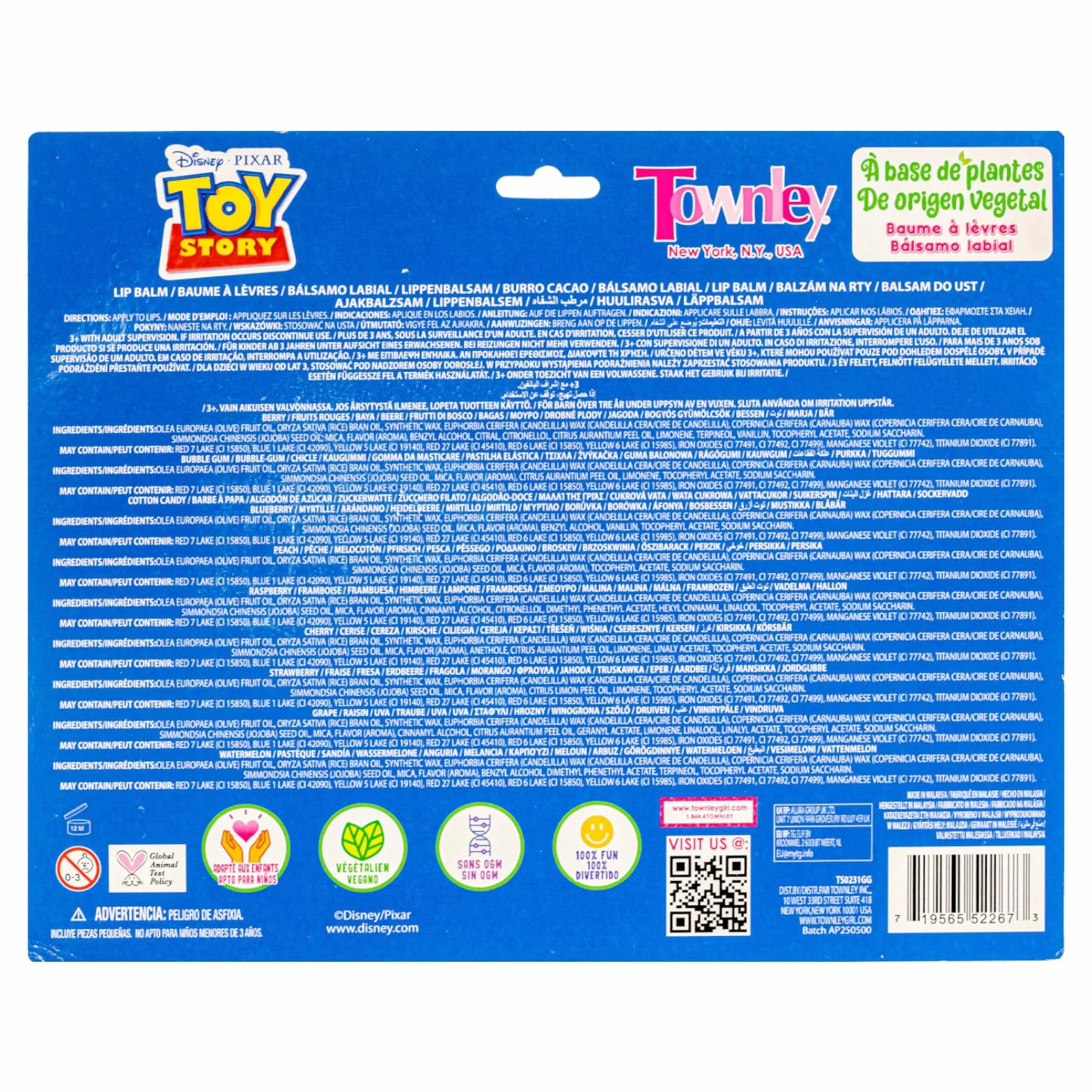 Toy Story Baume Lèvres Végétal 10 pcs avec Topper Cadeau