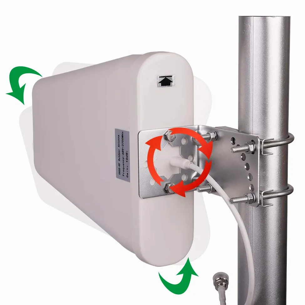 XRDS-RF Antenne directionnelle large bande à gain élevé 50 Ohm 3G/4G/LTE/Wi-Fi Support fixe universel (700-2700 MHz) 10 dBi