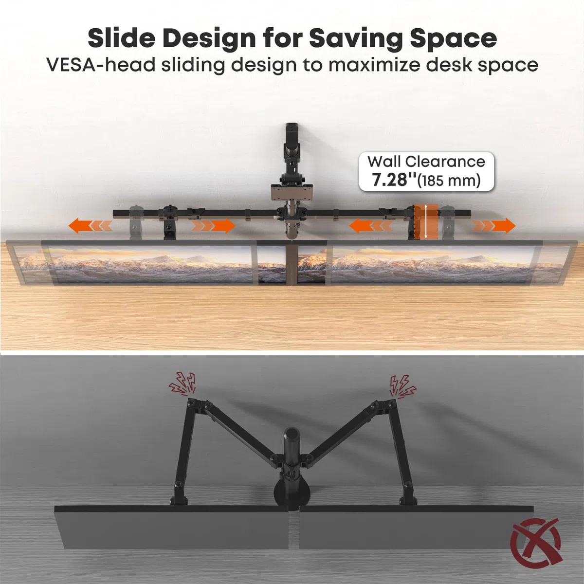 Support Mural Triple Écran 49" VESA 75/100 Noir