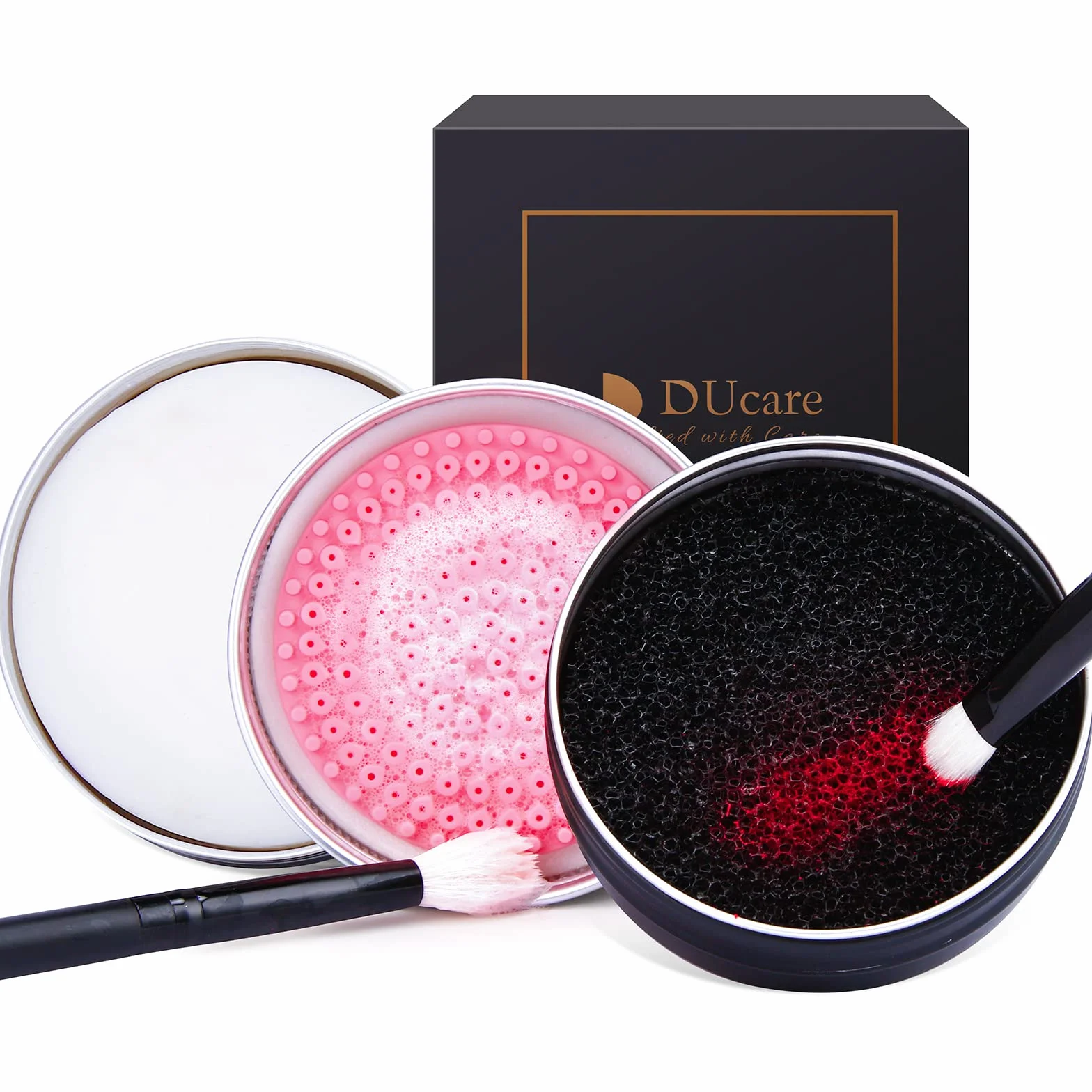 DUcare Pinceau de maquillage Nettoyer Kit de nettoyage 2Pcs Savon solide et Éponge
