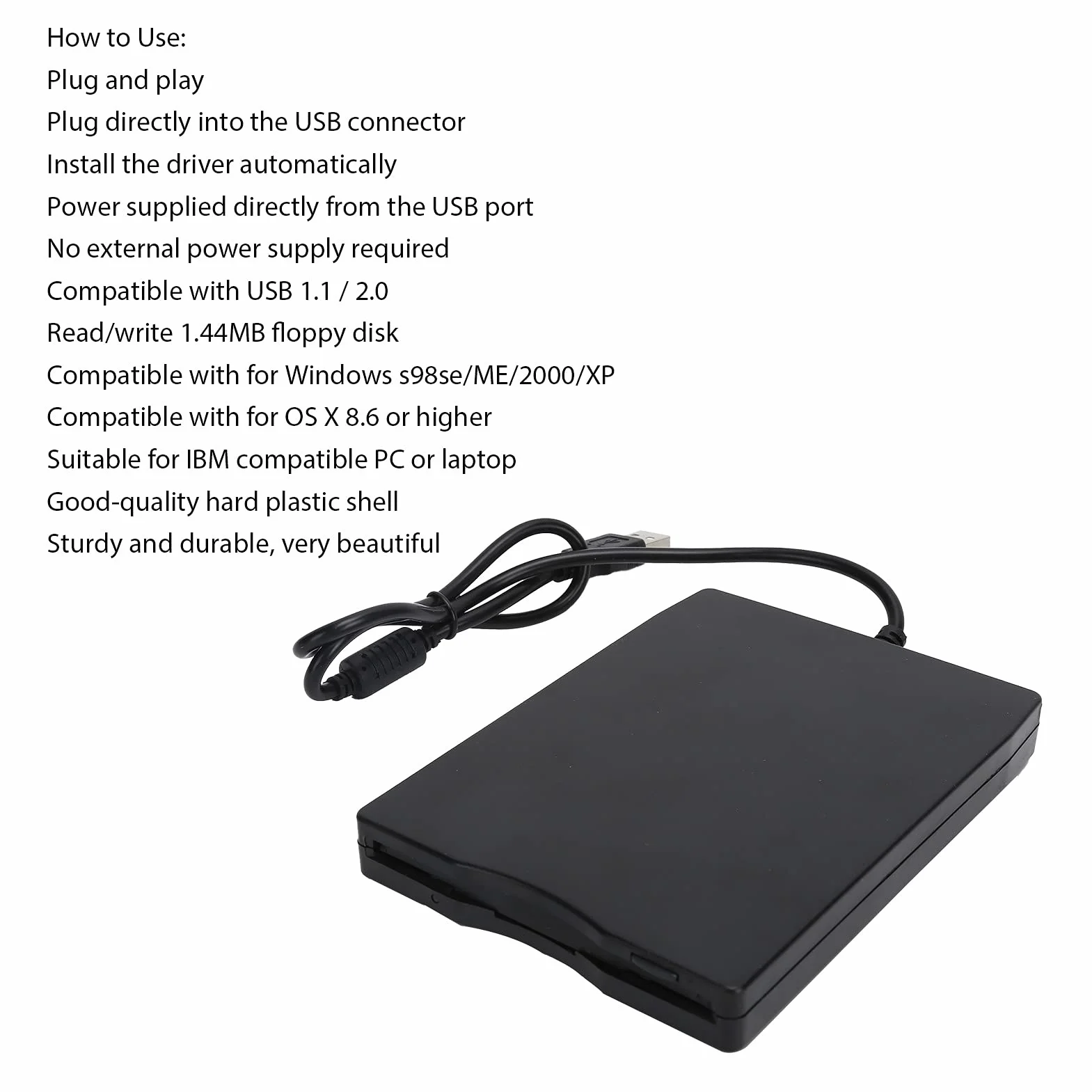 Lecteur de Disquette USB 3,5 Pouces Externe Portable 720 KO 1,44 Mo Compatible Ordinateurs Bureau