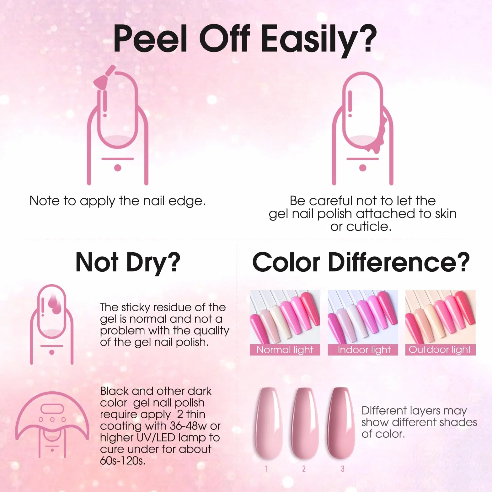 ROSALIND Vernis Semi Permanent 6 Couleurs Violet Avoine Rose Nude Pailleté Vernis à Ongles Soak Off UV LED Gel Nail Polish Kit