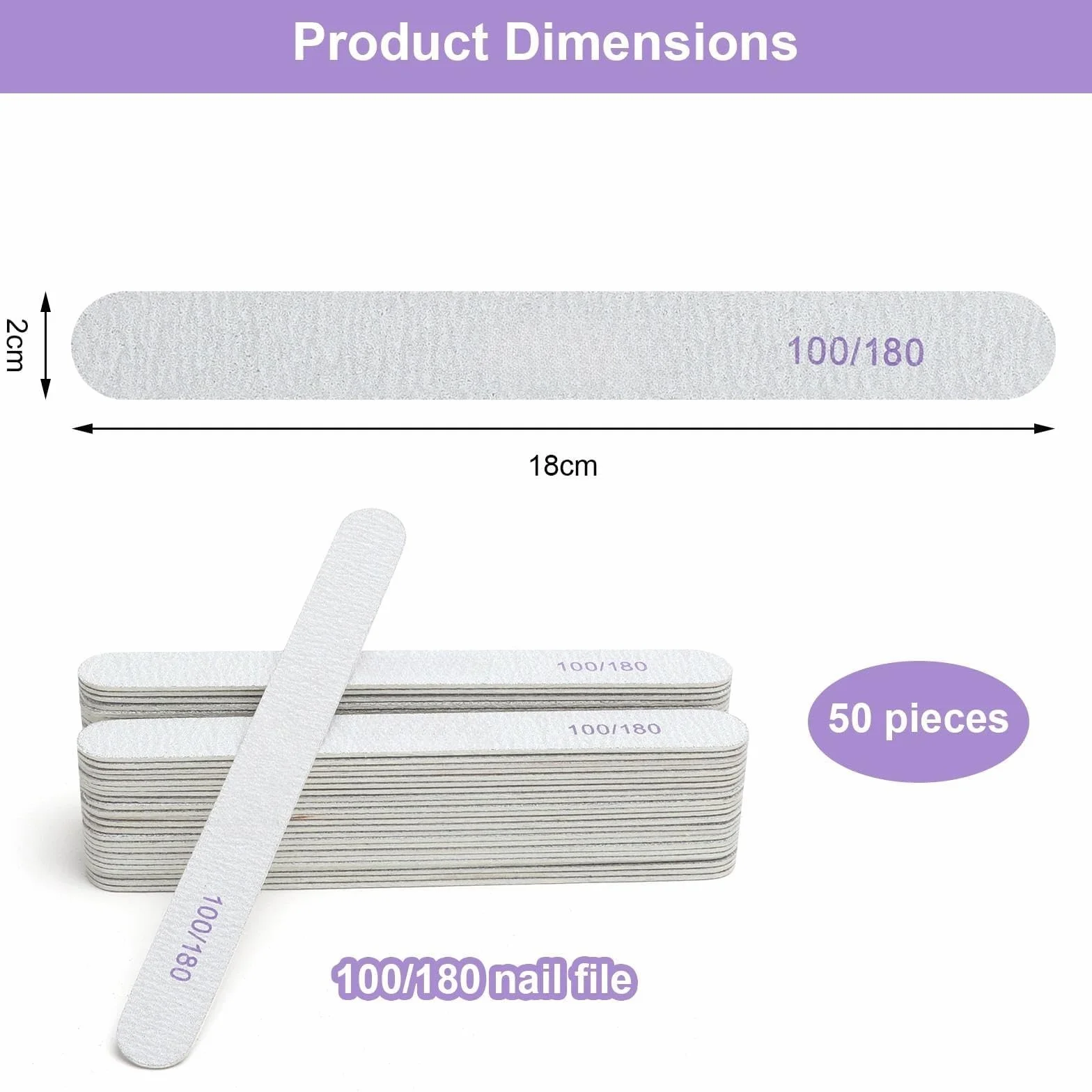 Limes à ongles professionnelles 100/180 double face jetables lot de 50