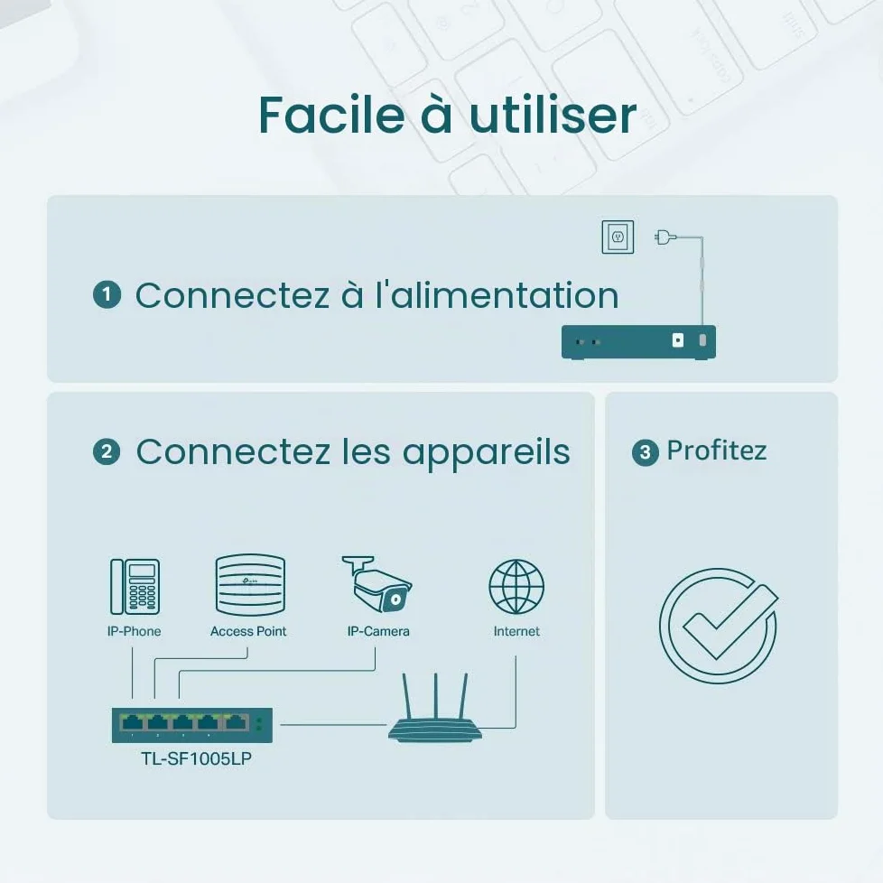 TP-Link Switch PoE 5 Ports RJ45, 4 Ports PoE+, TL-SF1005LP