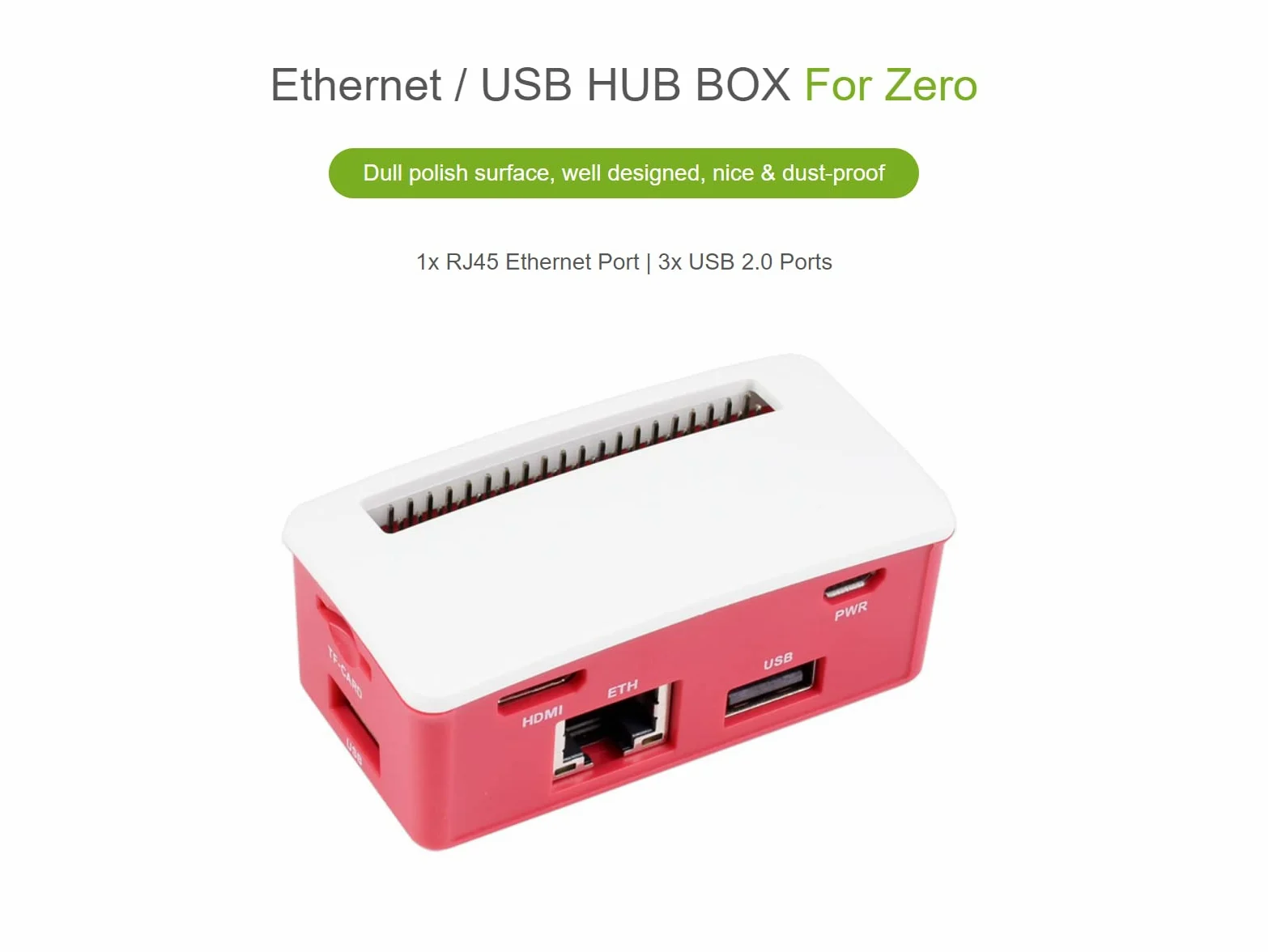 waveshare Hub Ethernet/USB HAT B avec boîtier en ABS pour Raspberry Pi Zero/Zero W/2 W/Zero WH/2 WH, PC, avec 1 port Ethernet RJ45 10/100M, 3 ports USB compatibles avec USB 2.0/1.1