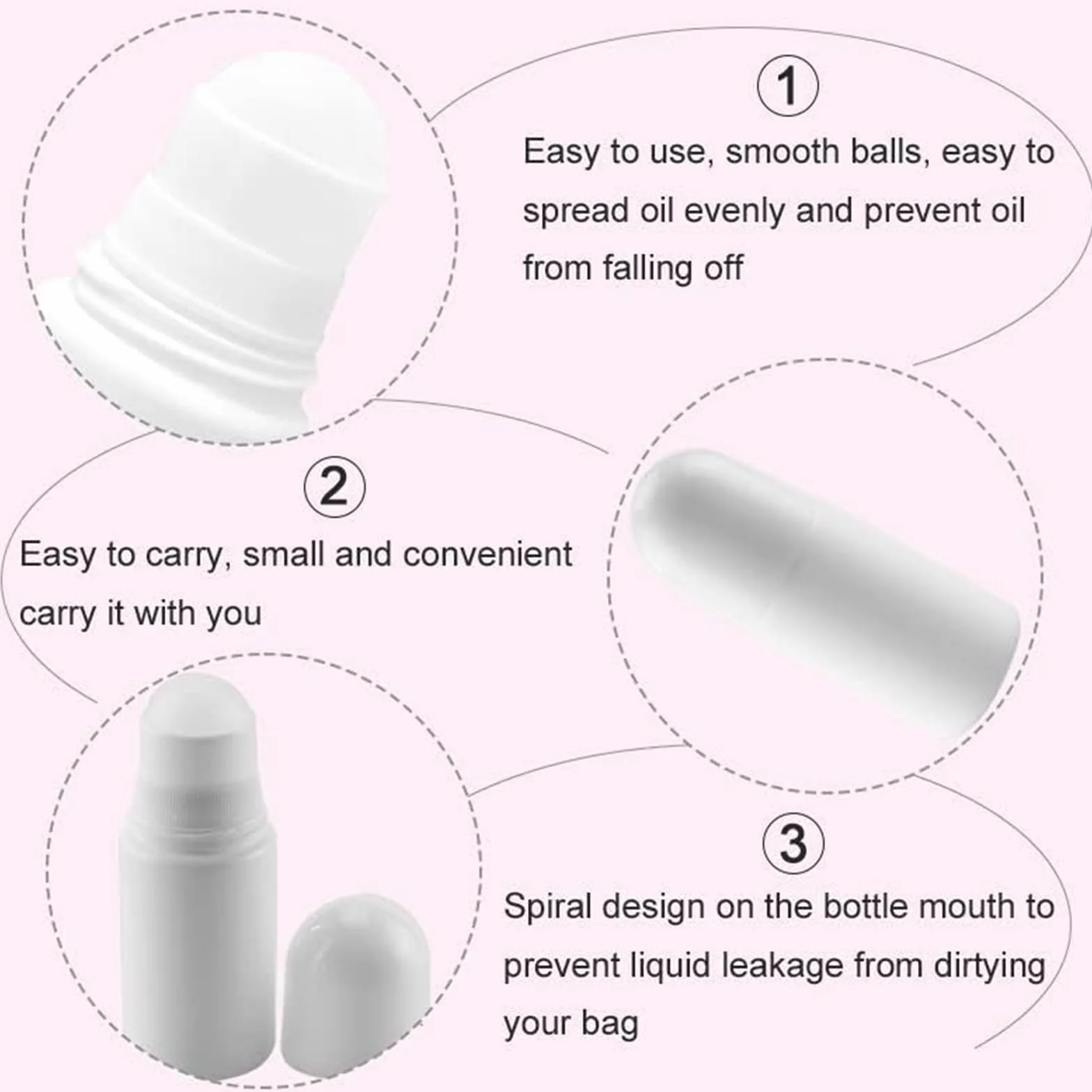 Bouteilles Vides Rouleau Rechargeable 50ML Plastique Roll-On Contenants Liquide