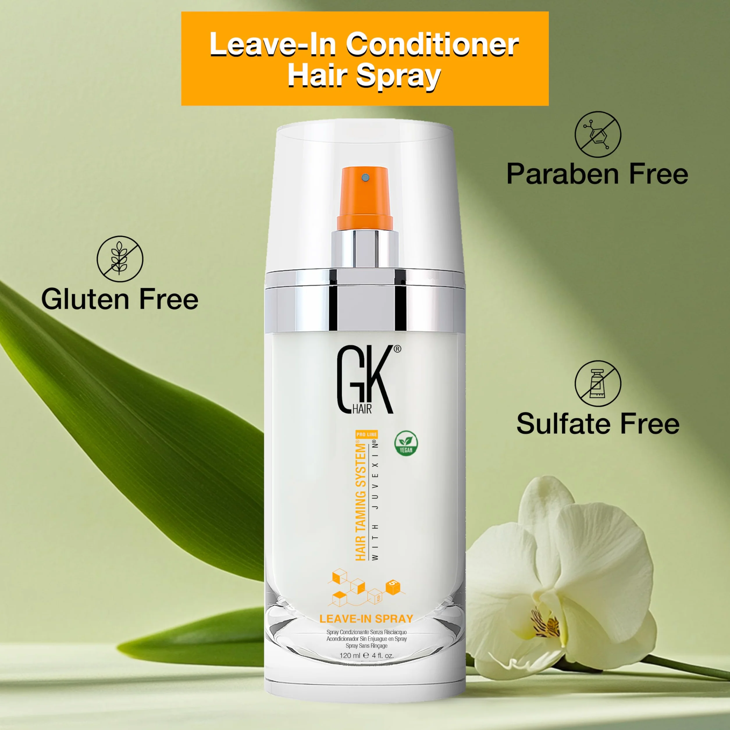 GK HAIR Global Keratin Leave In Conditioner Hair Spray 4 Fl Oz 120ml Moisturizing Protection Treatment Strengthens Shines Frizzy Dry Damaged Hair