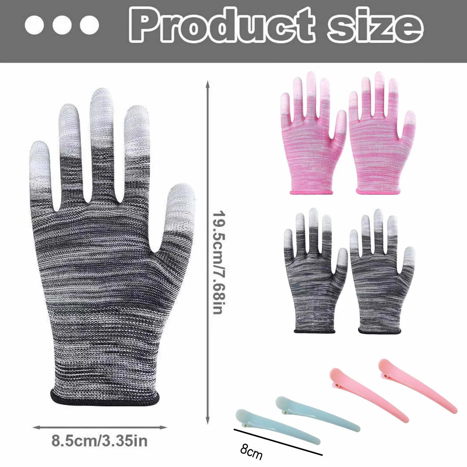 Gants Thermiques Résistants à la Chaleur avec Doigts en Silicone, Protection Coiffure Anti-Chaleur Fer à Boucler Lisseur Bigoudis 4 Barrettes