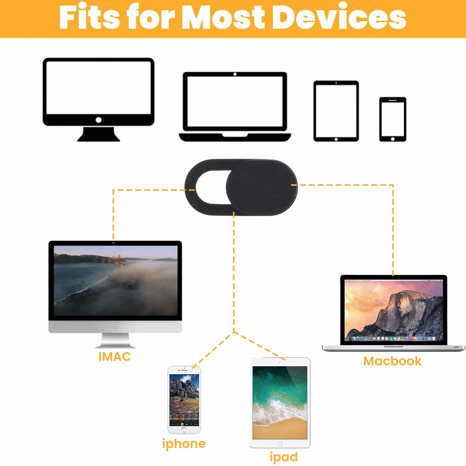 Cache webcam plastique ultra fin pour ordinateur portable, bureau, tablette, téléphone
