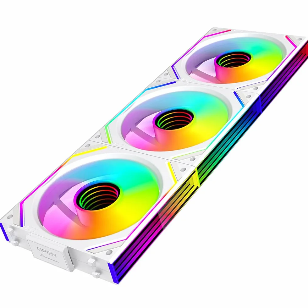 TZMRIT Interstellar-V2 Reverse Flow Daisy Chain RGB UNI Ventilateur PC 120mm 3 Pièces 68CFM Miroir infini ARGB PWM Blanc