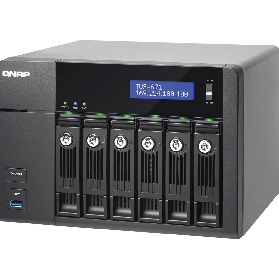 QNAP TVS-671-I3-4G - Serveur NAS de Stockage Unifié 6 Baies, Intel Core i3 3.5 GHz Dual Core, 4Go RAM Extensible, 4 Gbe LAN, HDMI, 10G-ready, 4K-ready, Châssis Vide