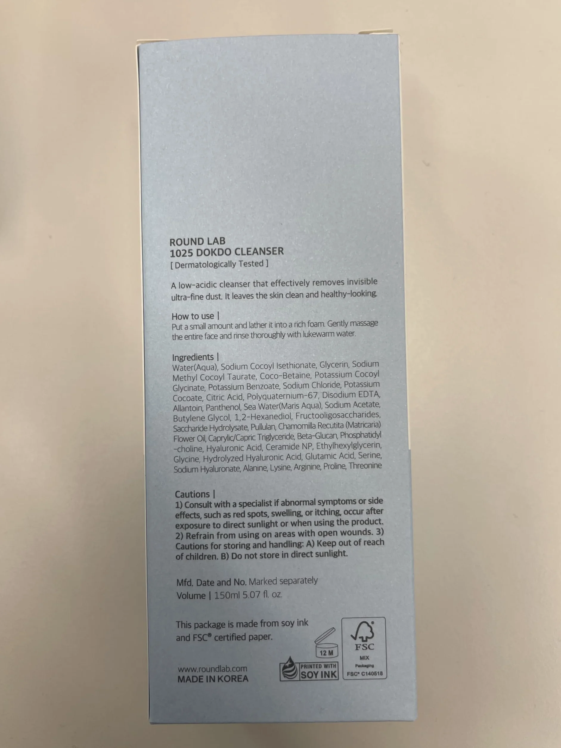 ROUND LAB 1025 DOKDO Foam Facial Cleanser 150 ml