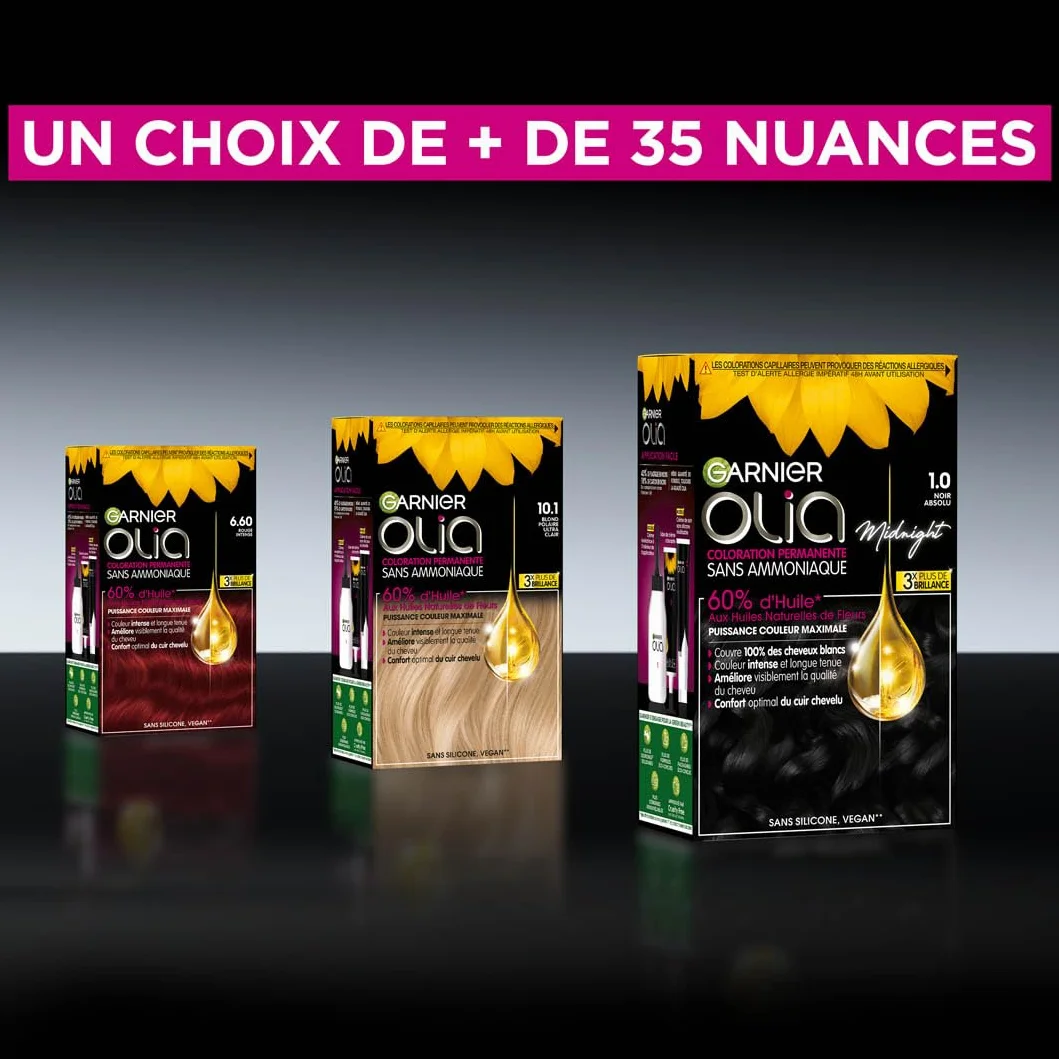 Garnier Olia Coloration Permanente Carmin Velours 4.62 Sans Ammoniaque Huiles Naturelles